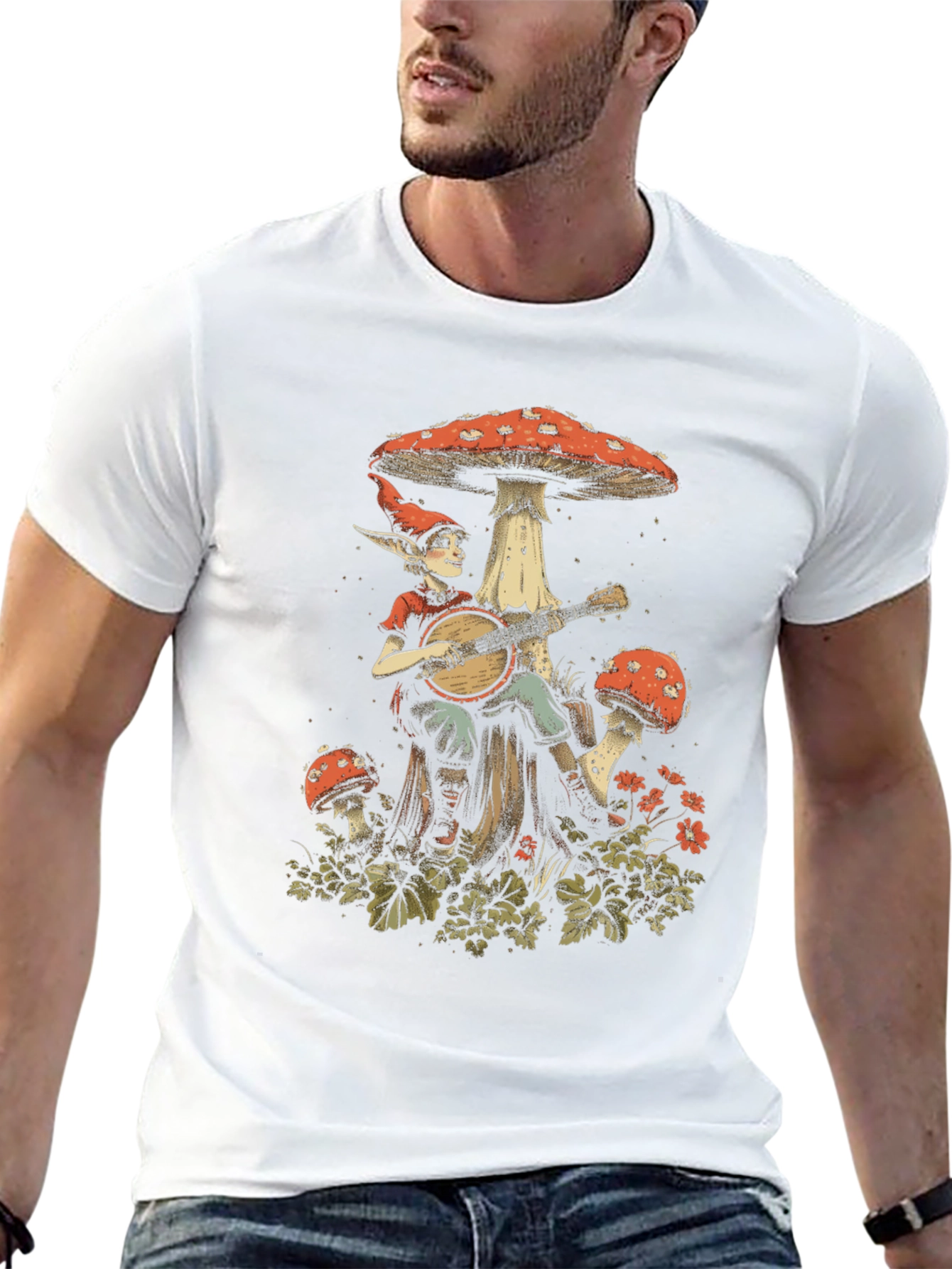 Mushroom Elf Graphic Tee - Whimsical Style
