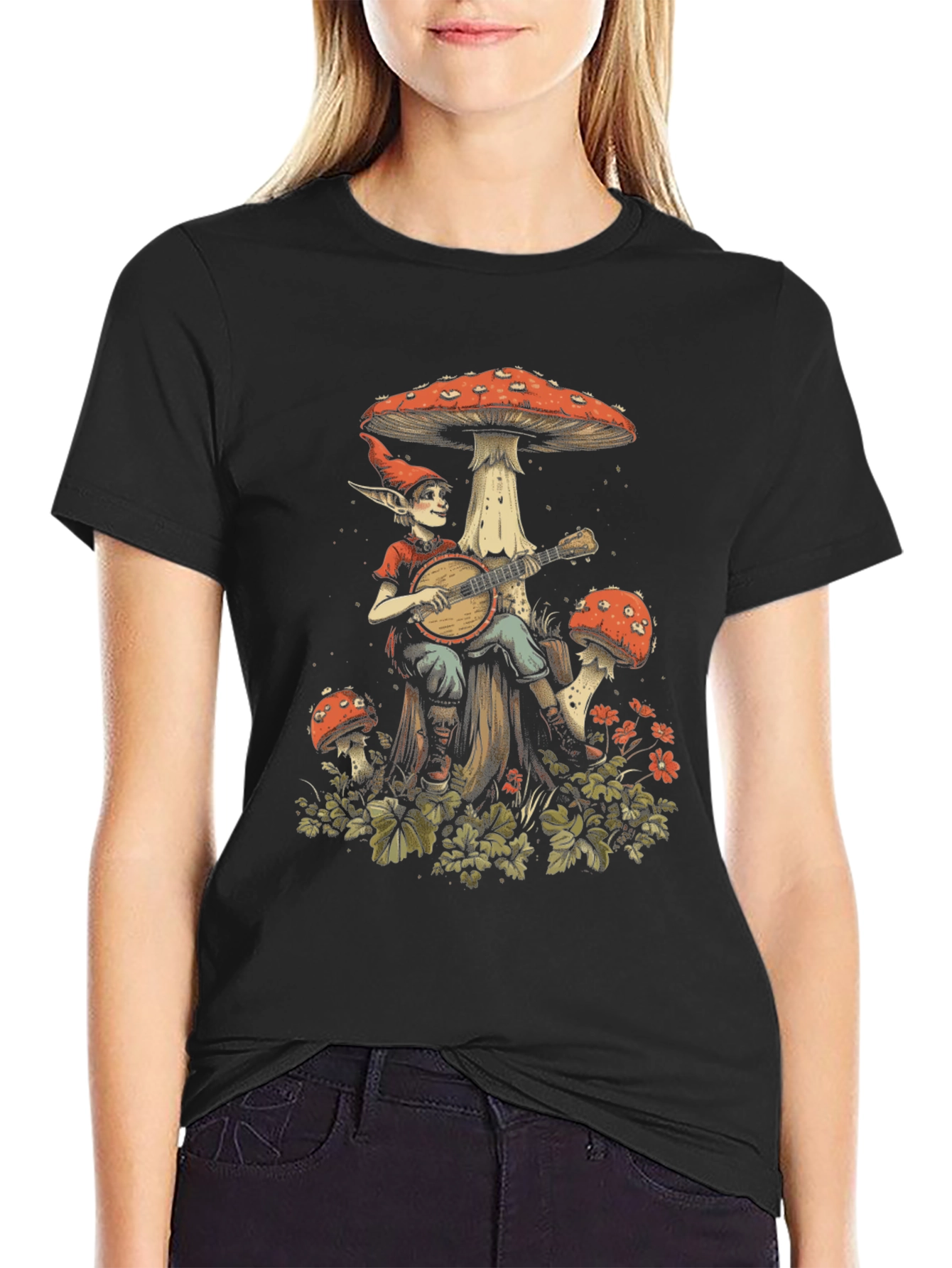 Mushroom Elf Graphic Tee - Whimsical Style