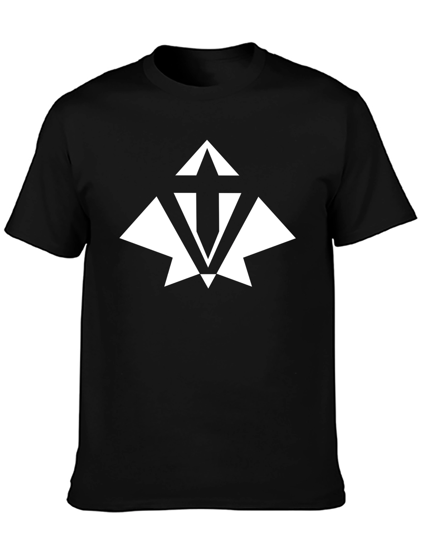 Black T-Shirt with White Abstract Graphic Print