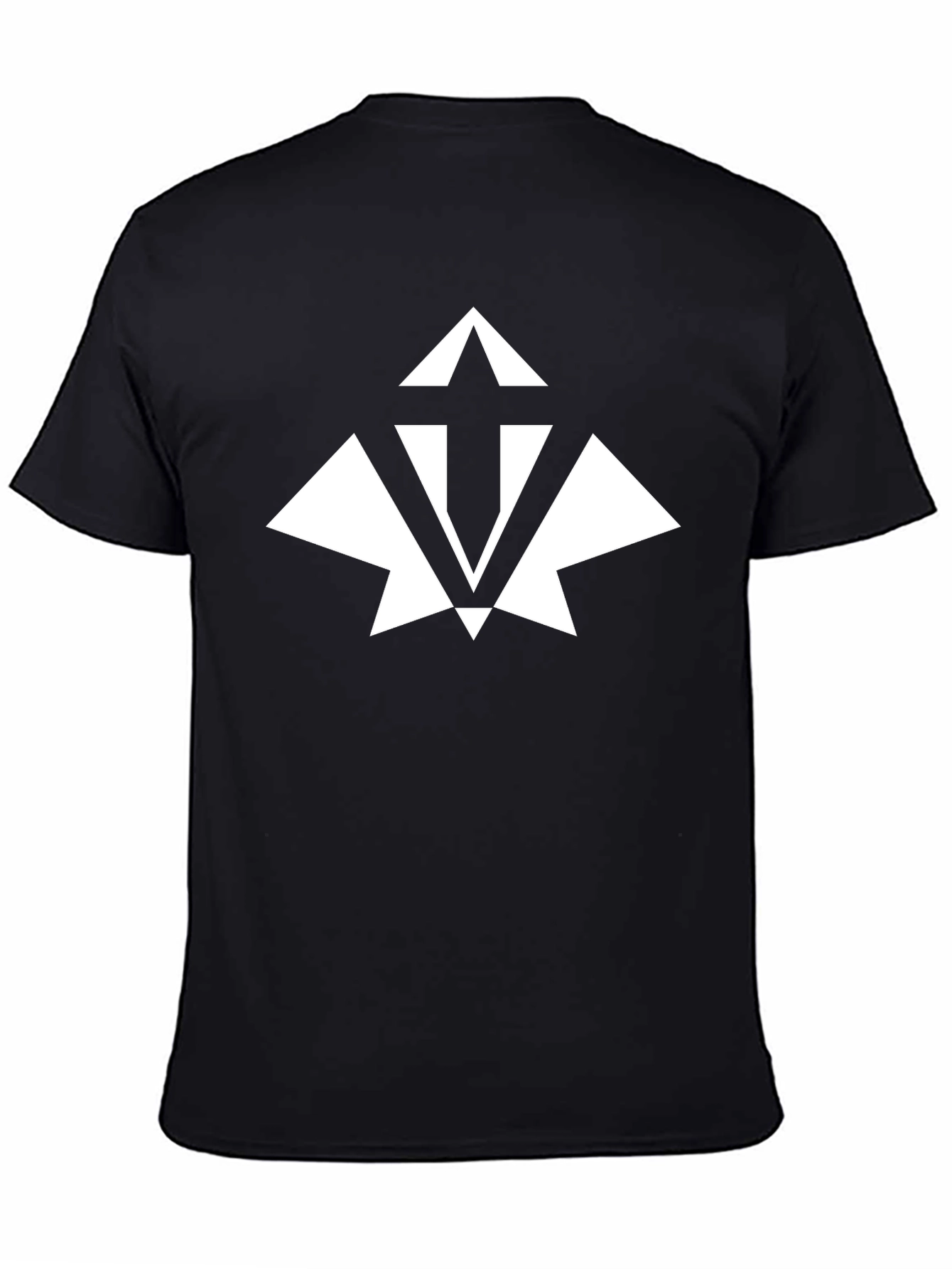 Black T-Shirt with White Abstract Graphic Print