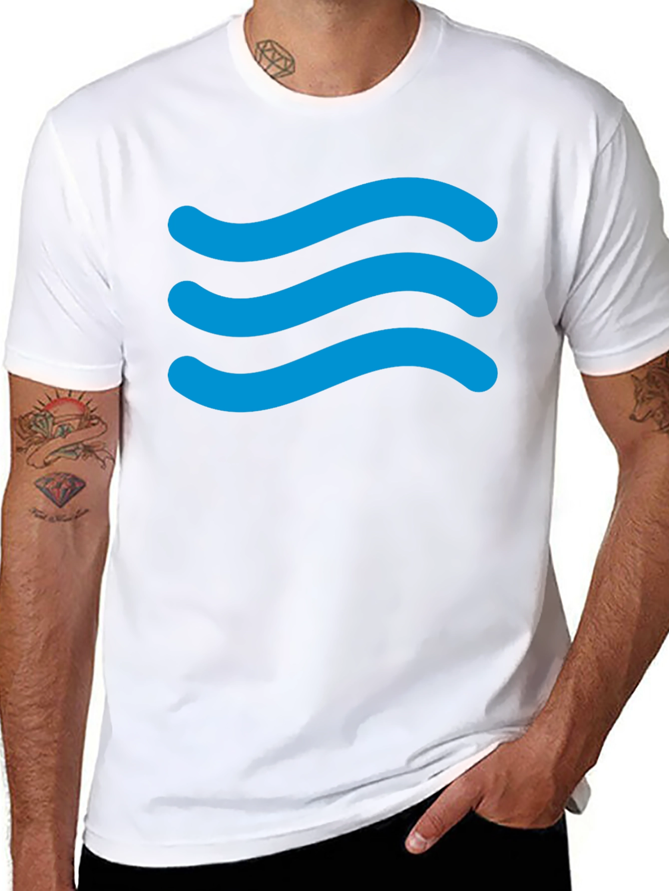 Mens Black Wave Graphic T-Shirt