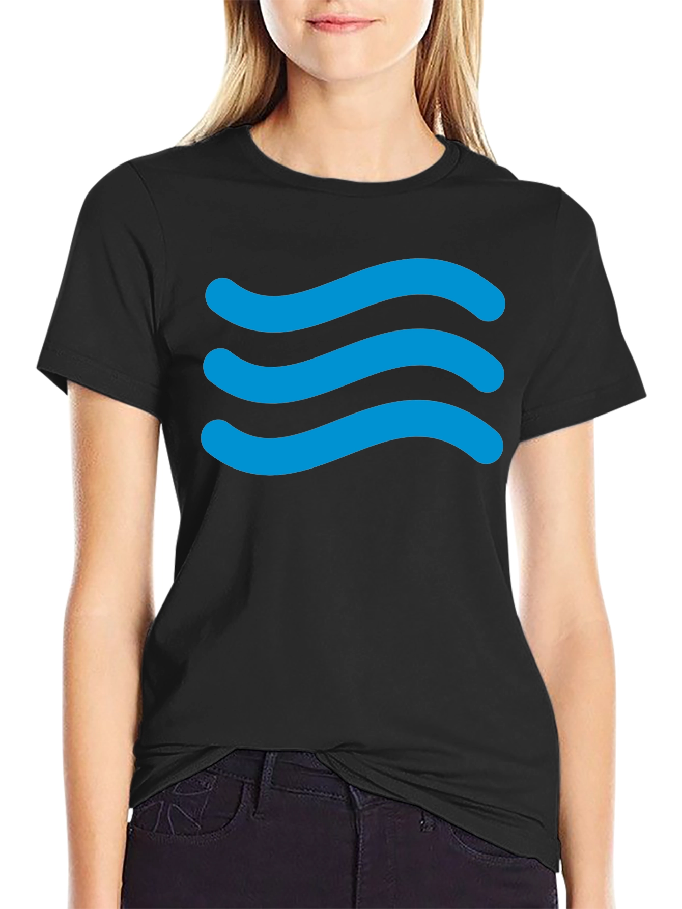 Mens Black Wave Graphic T-Shirt
