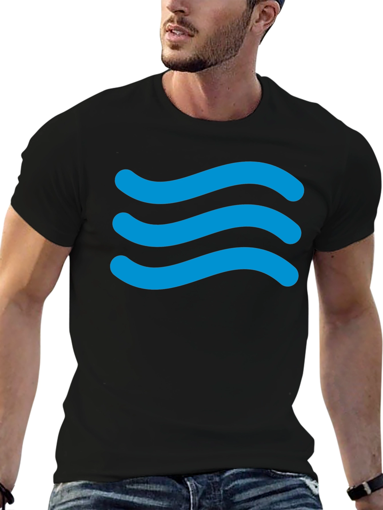 Mens Black Wave Graphic T-Shirt