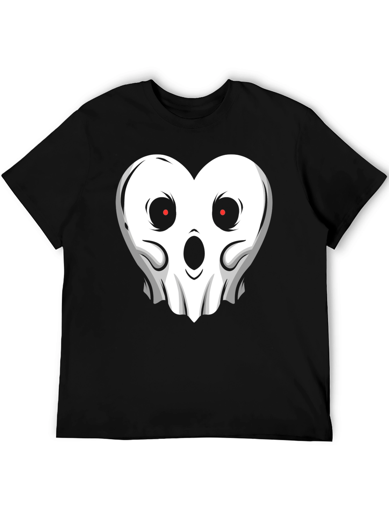 Spooky Heart Ghost Graphic T-Shirt - Halloween Style