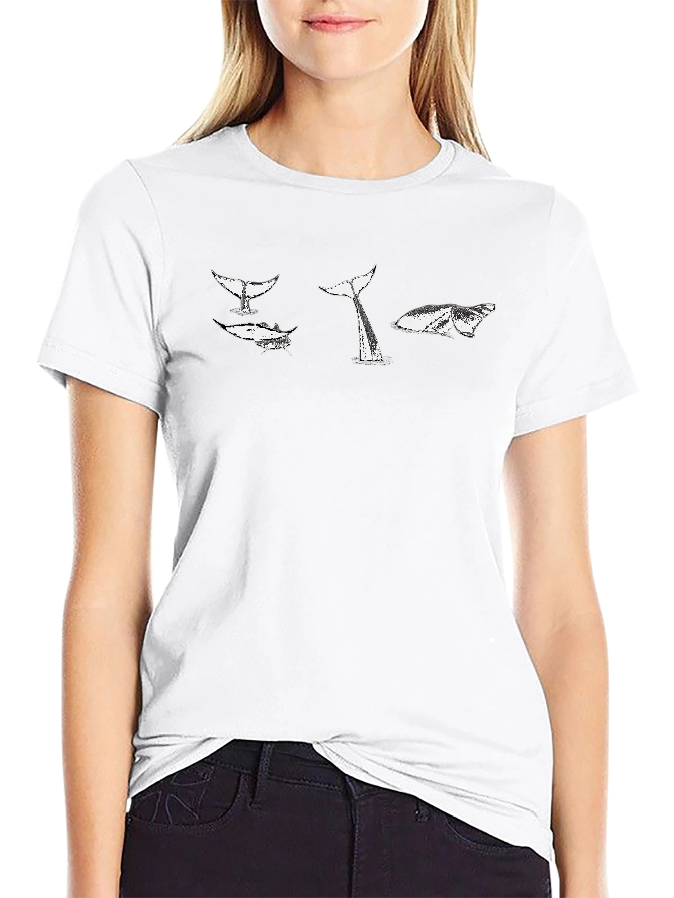 Whale Tail Graphic T-Shirt - Black Cotton Tee