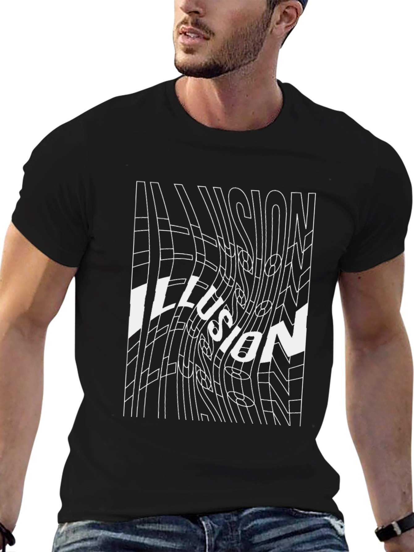 Optical Illusion Graphic Tee - Black