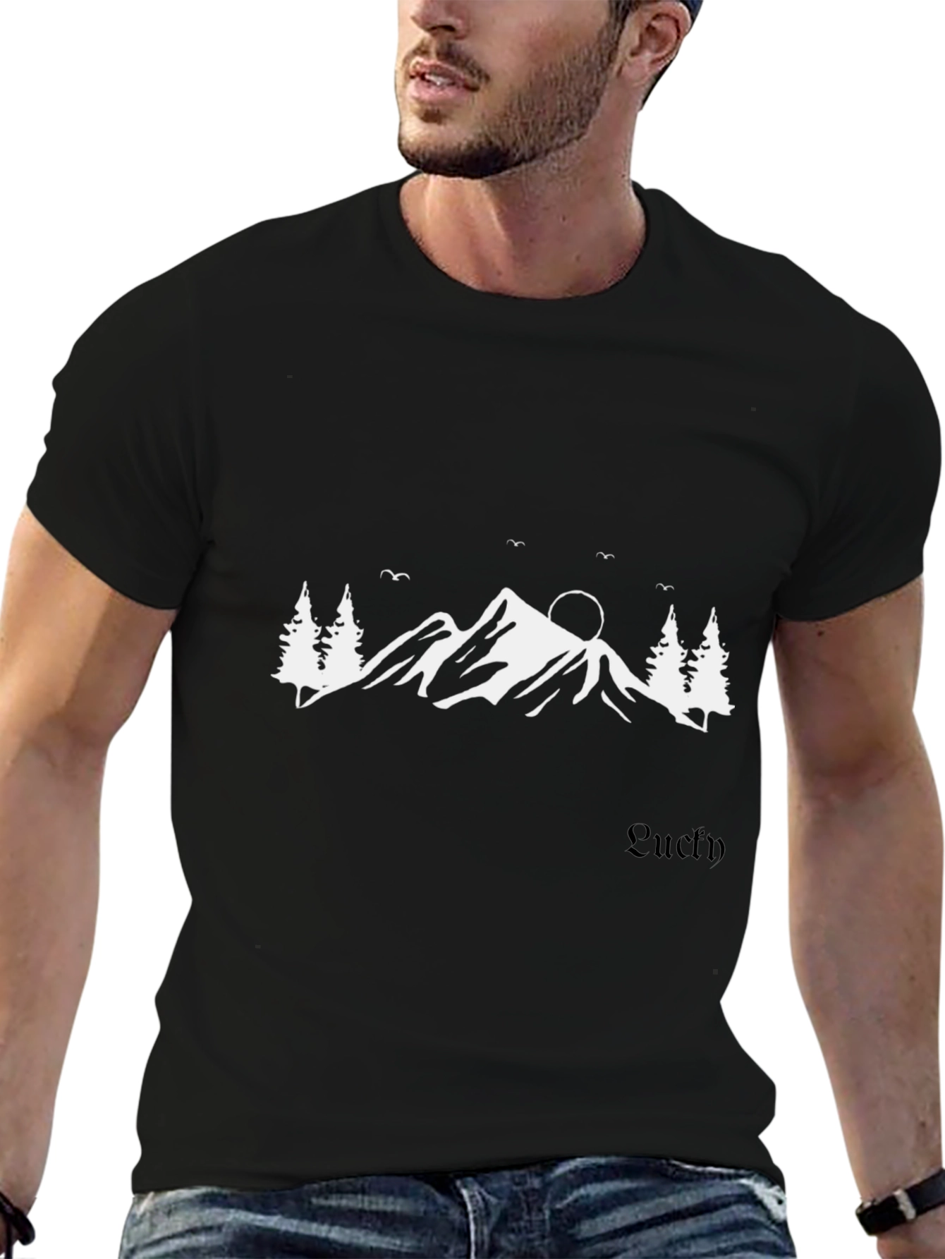 Mountain Silhouette Graphic Tee - Black