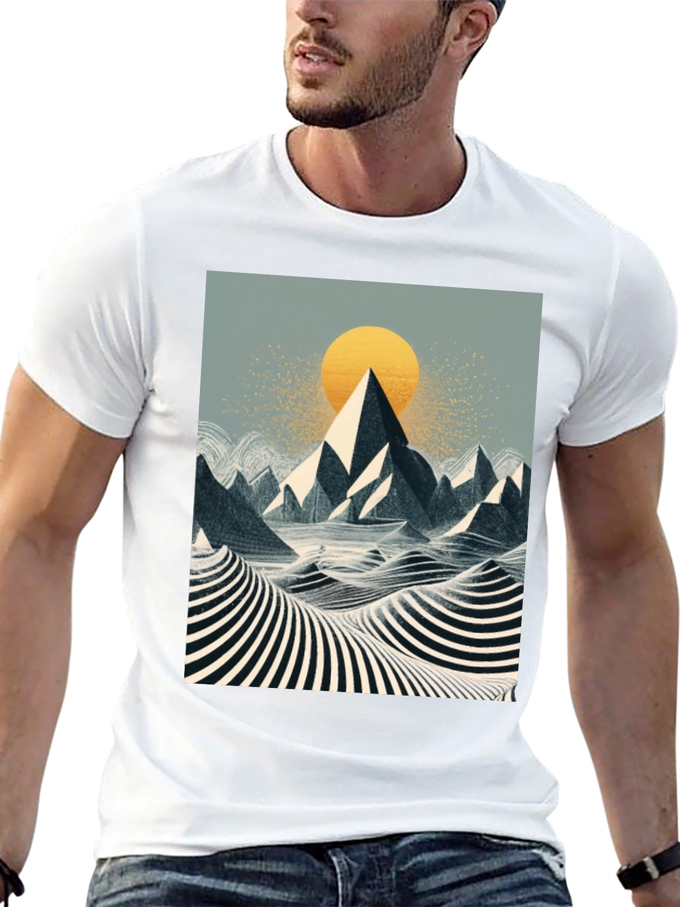Mountain Sunset Graphic Tee - Black