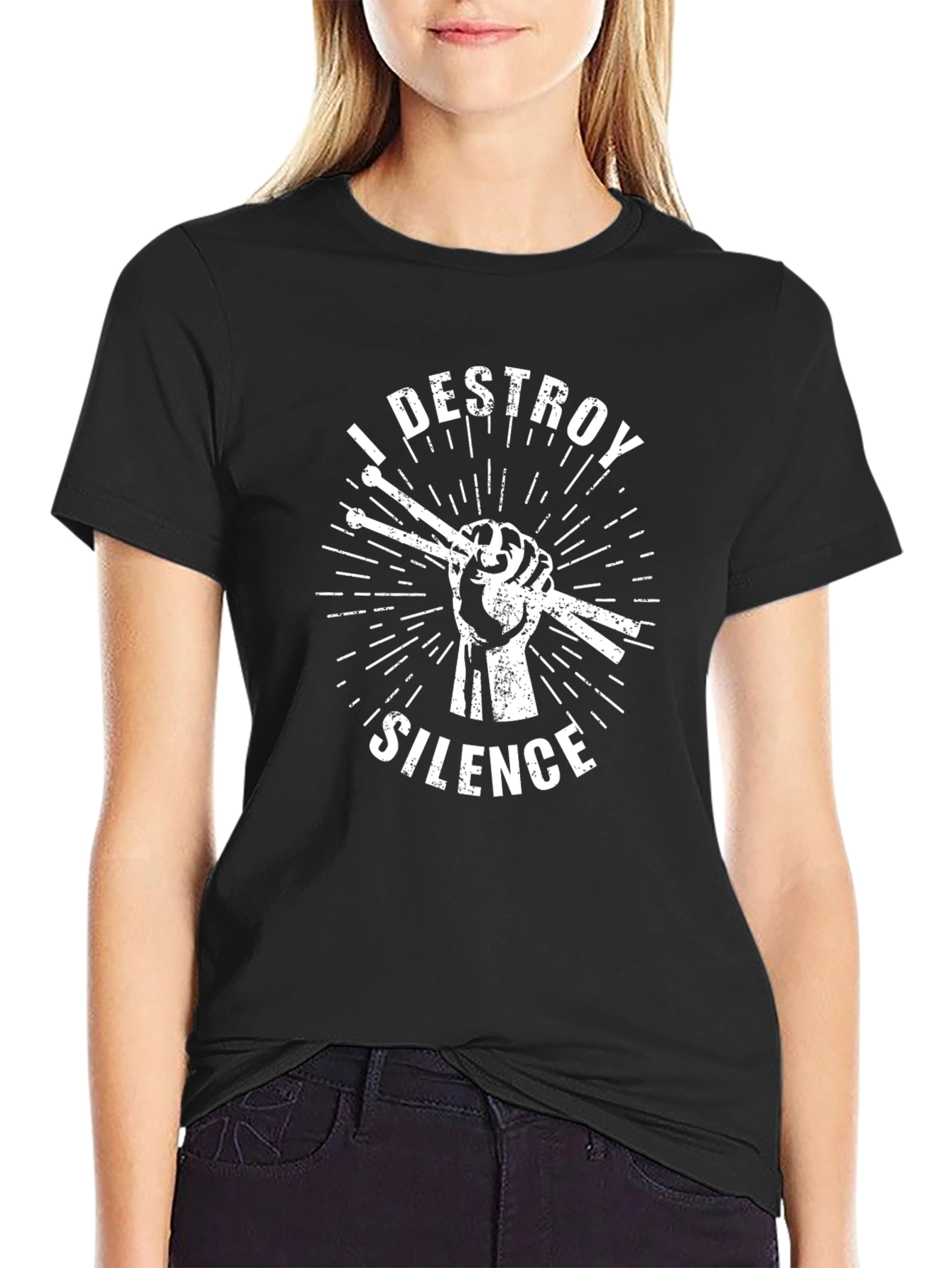 I Destroy Silence Drummer Graphic T-Shirt