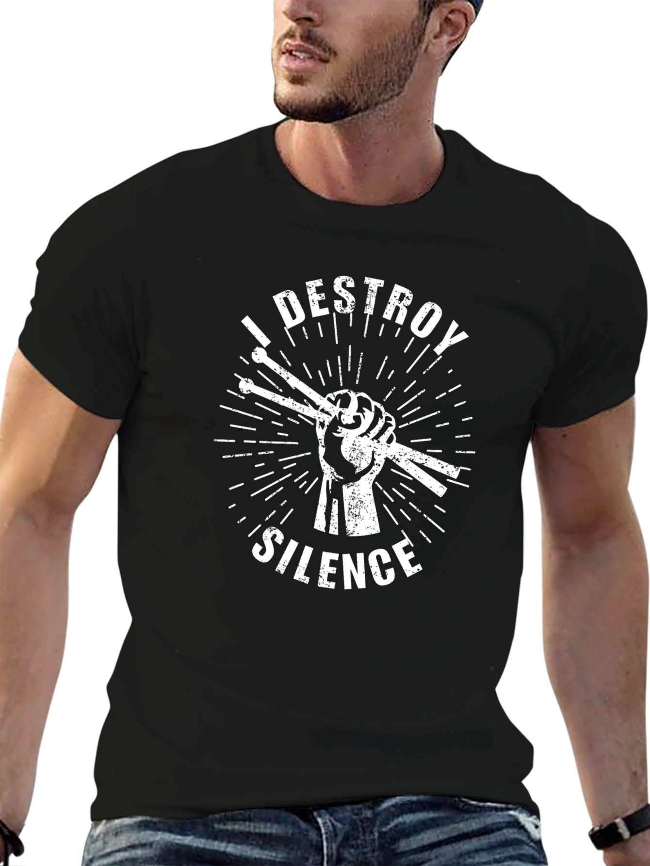 I Destroy Silence Drummer Graphic T-Shirt
