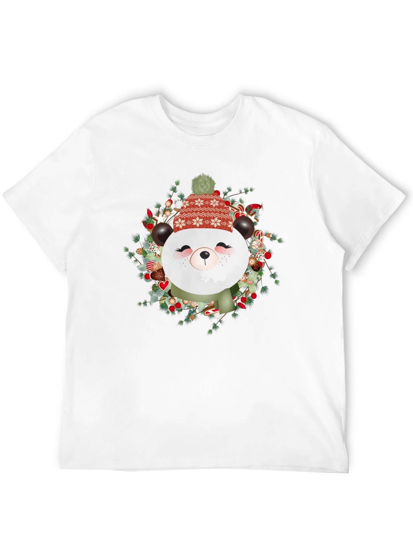 Festive Panda Graphic Tee - Holiday Style