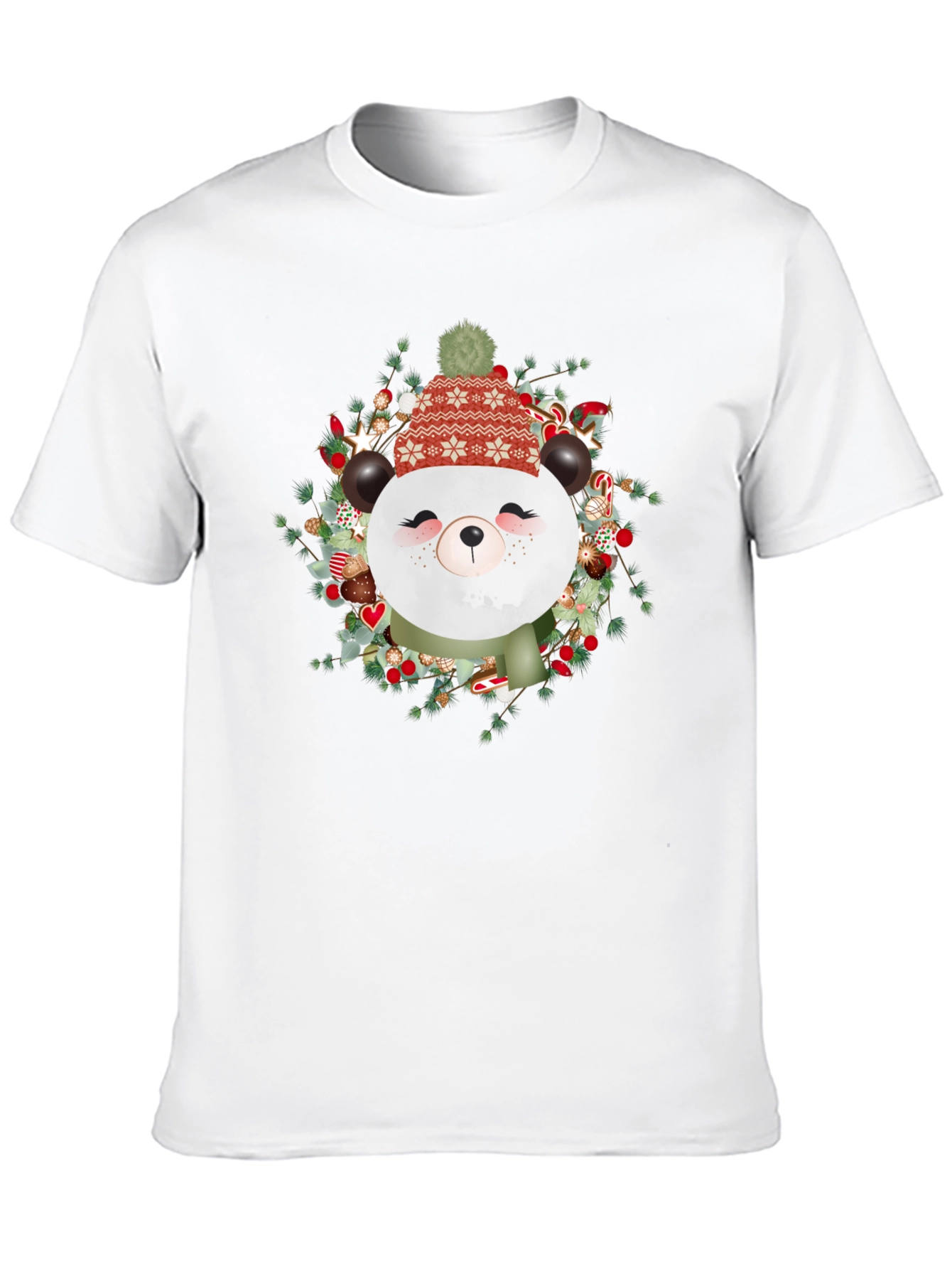 Festive Panda Graphic Tee - Holiday Style