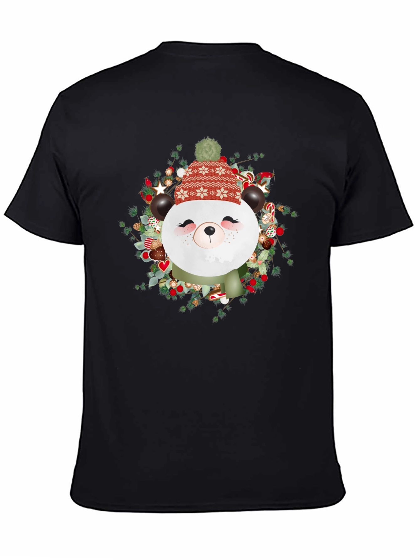 Festive Panda Graphic Tee - Holiday Style