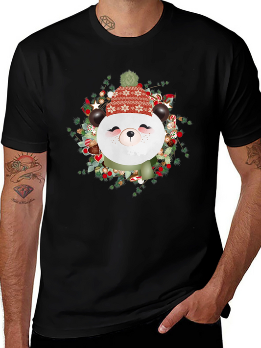 Festive Panda Graphic Tee - Holiday Style