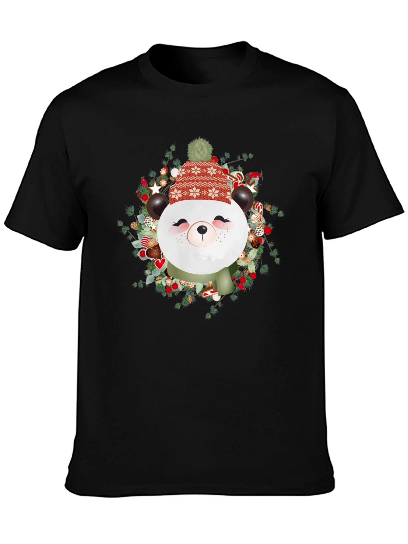 Festive Panda Graphic Tee - Holiday Style