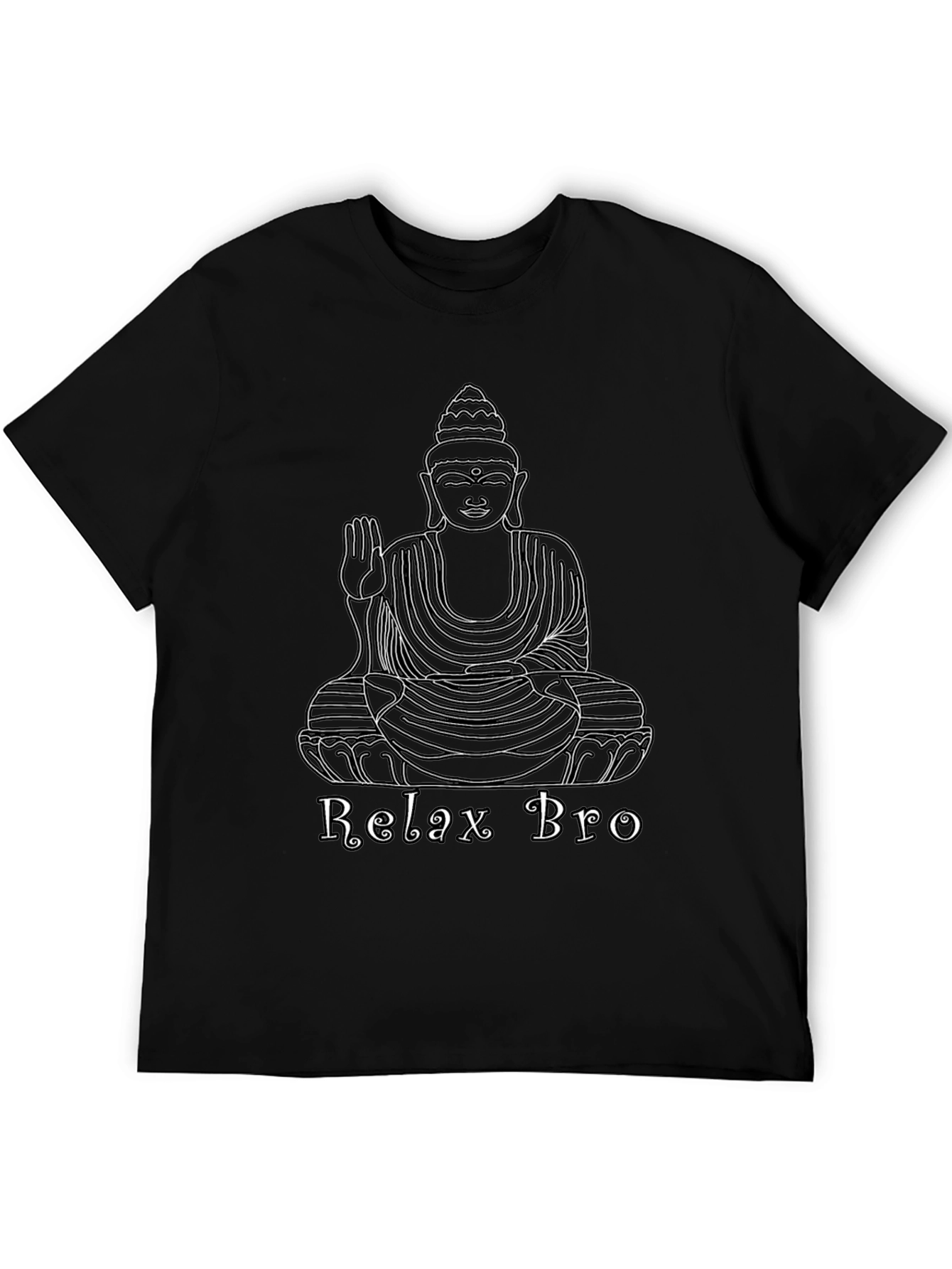 Relax Bro Buddha Graphic Tee - Black Cotton T-Shirt