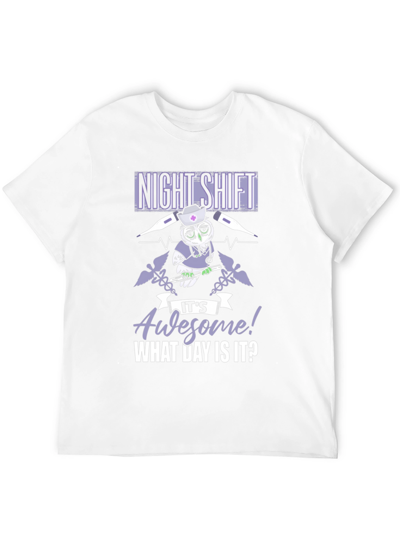Night Shift Nurse Owl Graphic T-Shirt