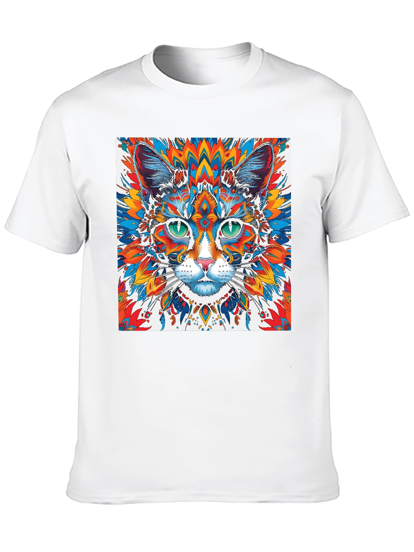 Psychedelic Cat Graphic Tee - Black