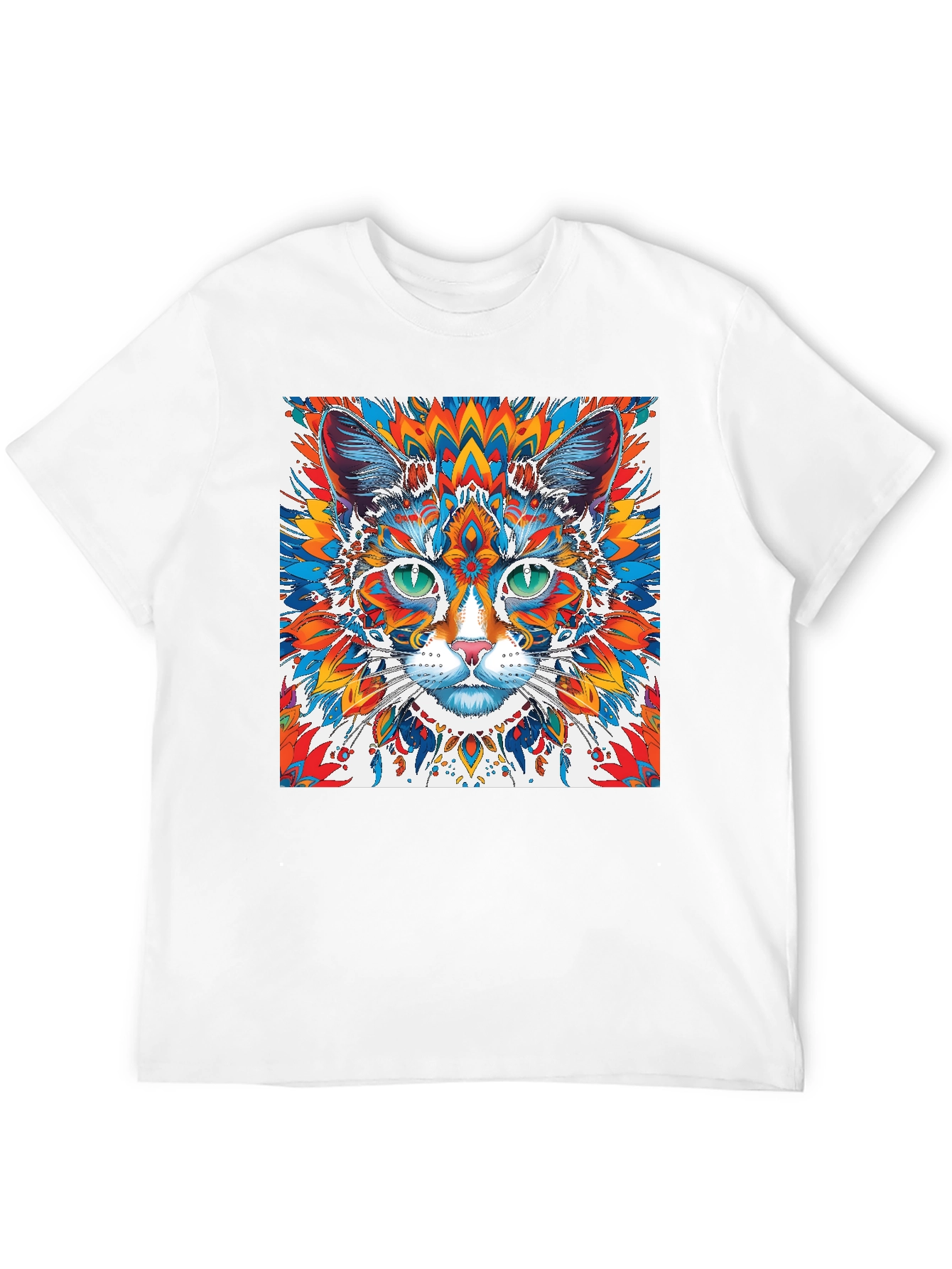 Psychedelic Cat Graphic Tee - Black