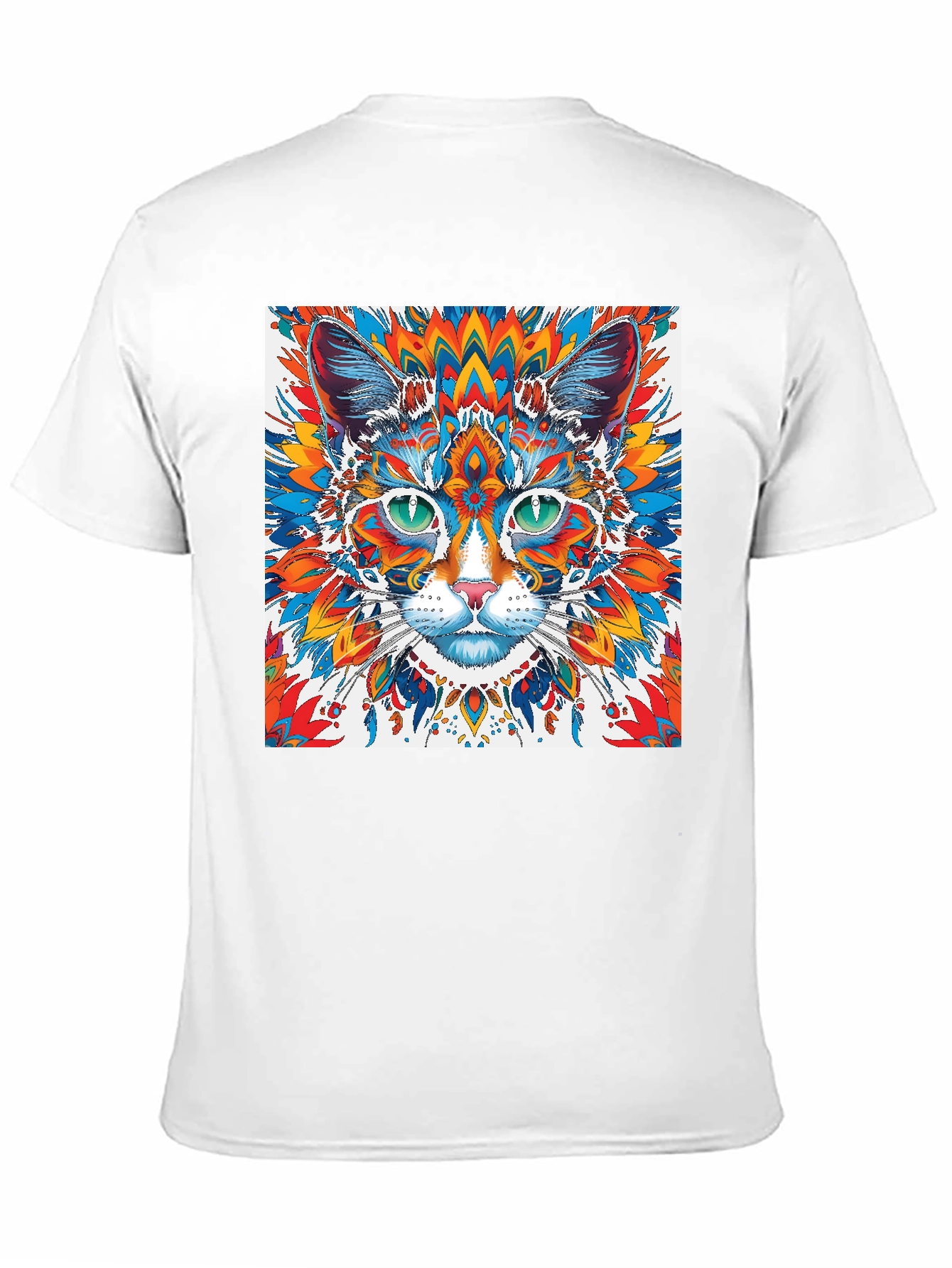 Psychedelic Cat Graphic Tee - Black