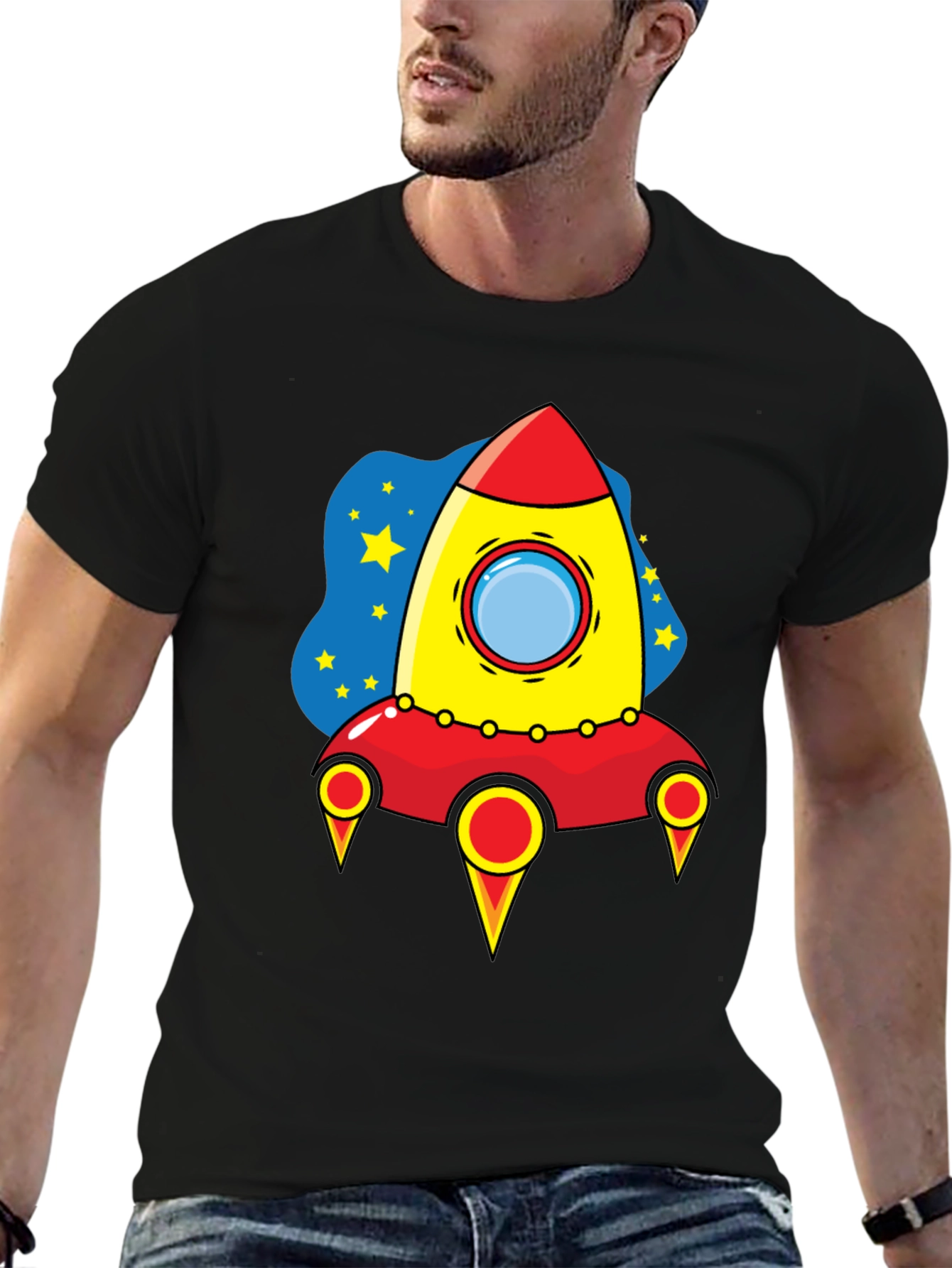 Rocket Ship Graphic T-Shirt - Space Adventure Tee