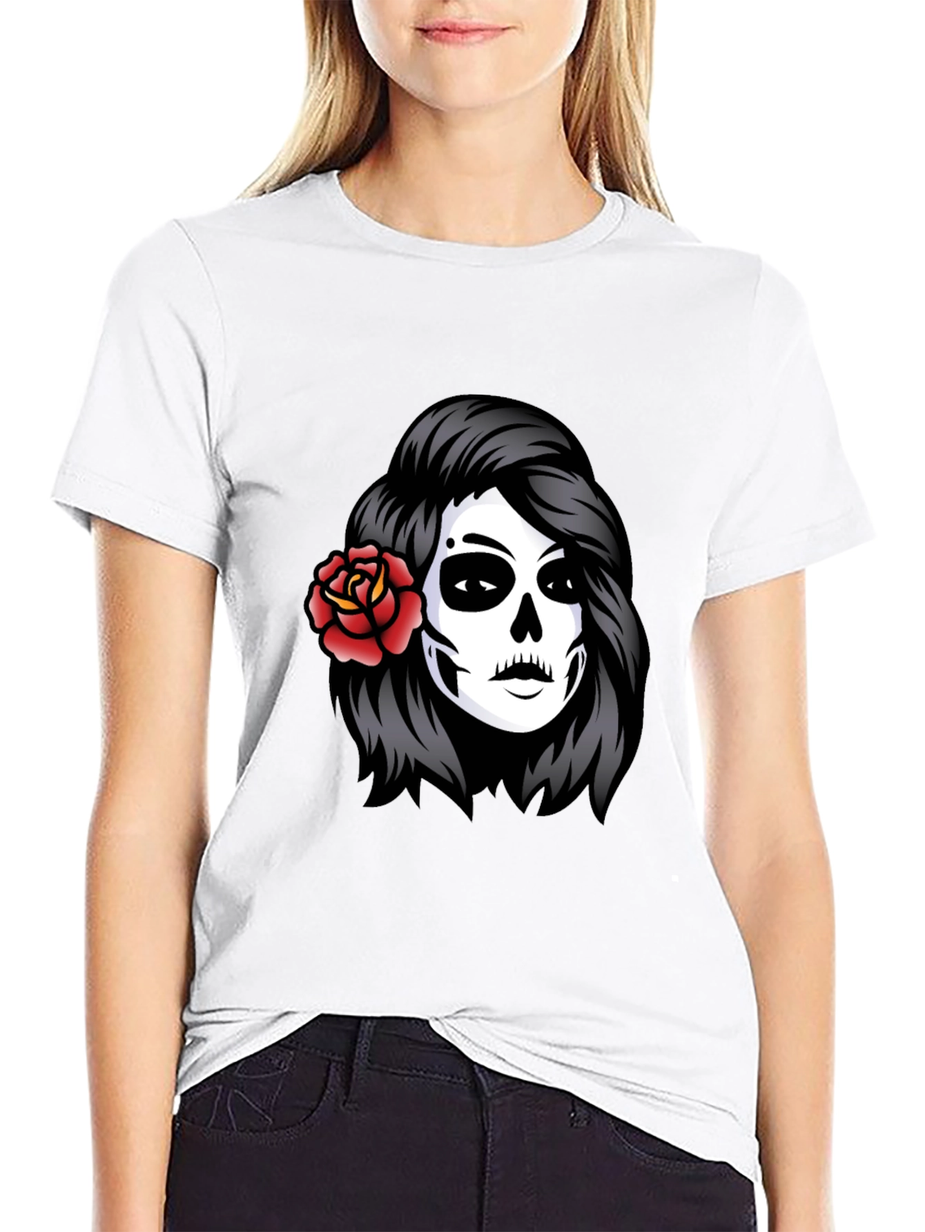 Sugar Skull Girl Graphic Black T-Shirt