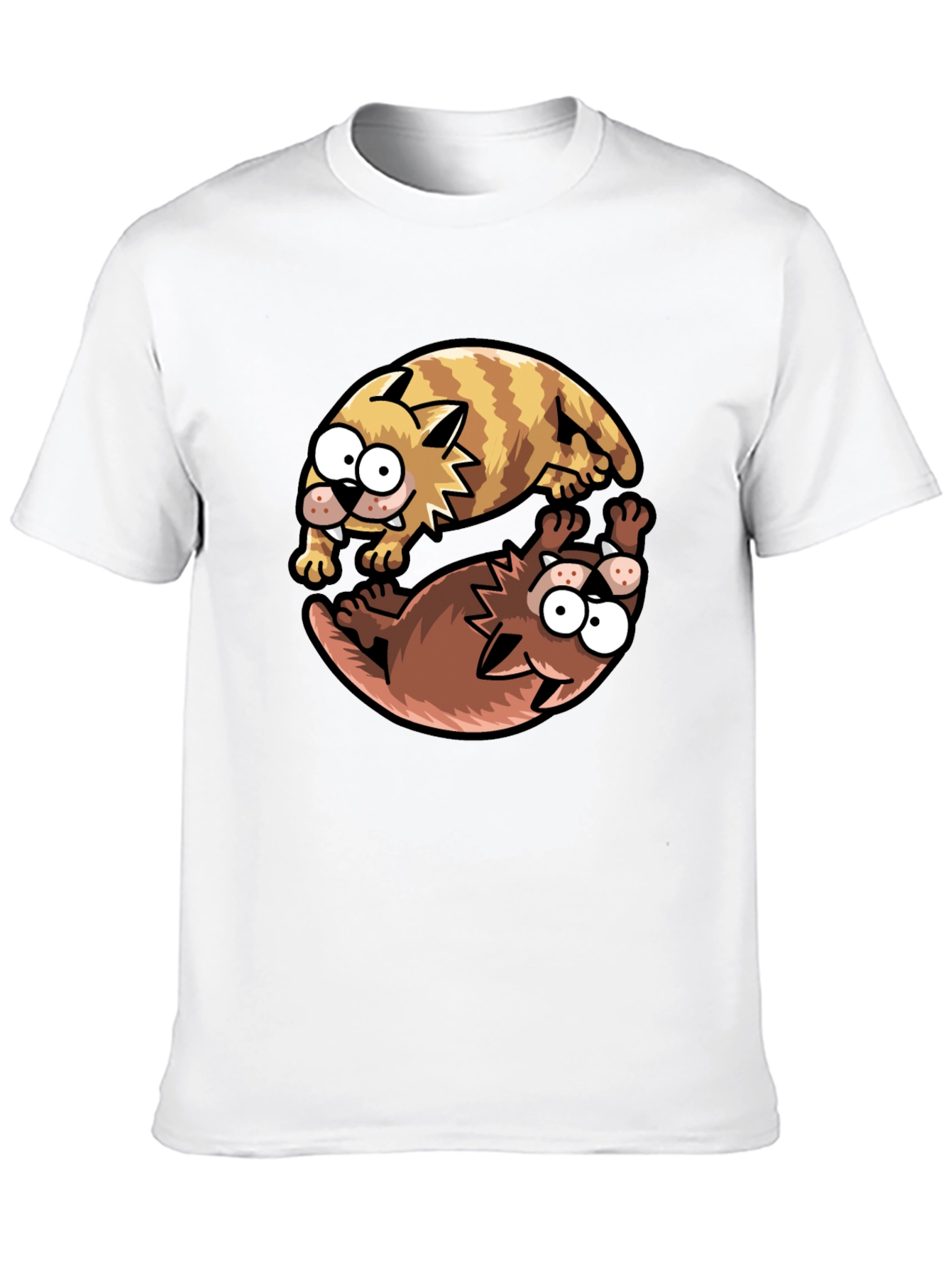 Yin Yang Cats Graphic T-Shirt - Black Cotton Tee
