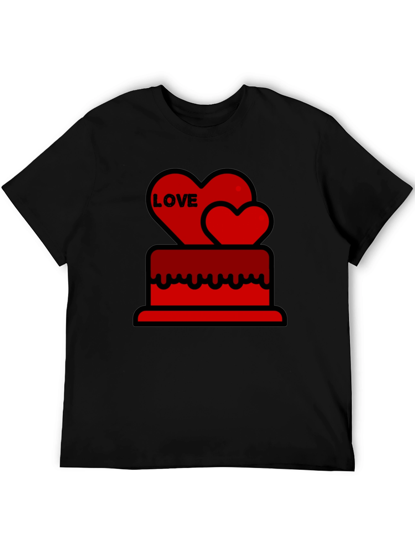 Love Heart Cake Black T-Shirt