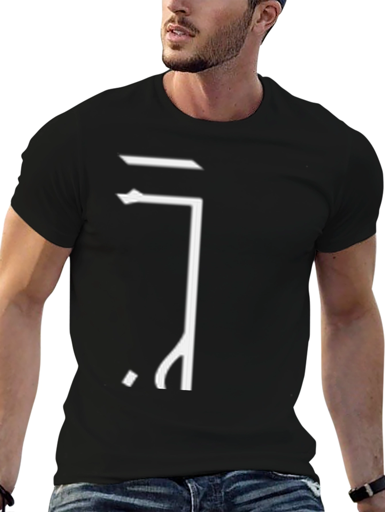 Minimalist Symbol Graphic Black Cotton T-Shirt