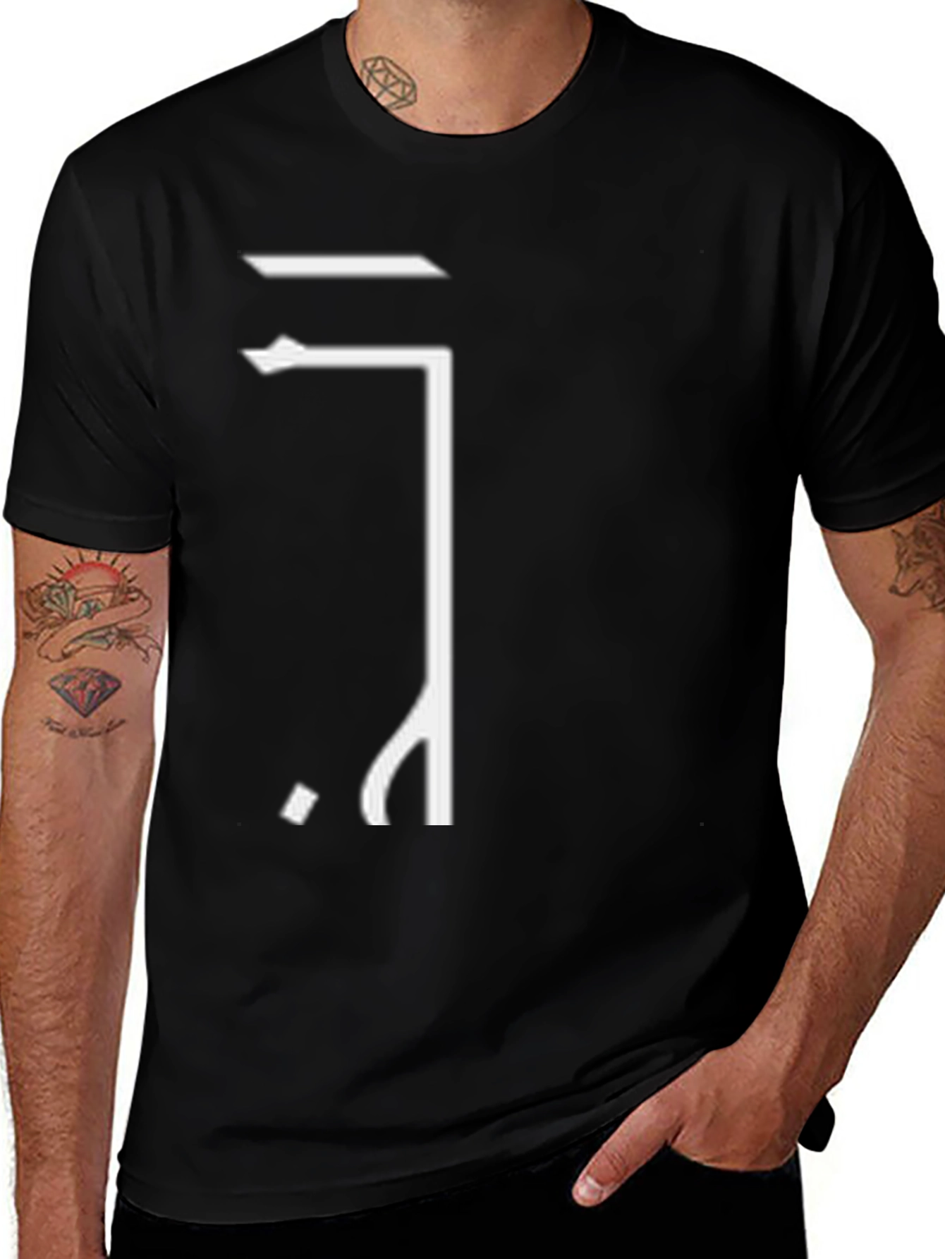 Minimalist Symbol Graphic Black Cotton T-Shirt