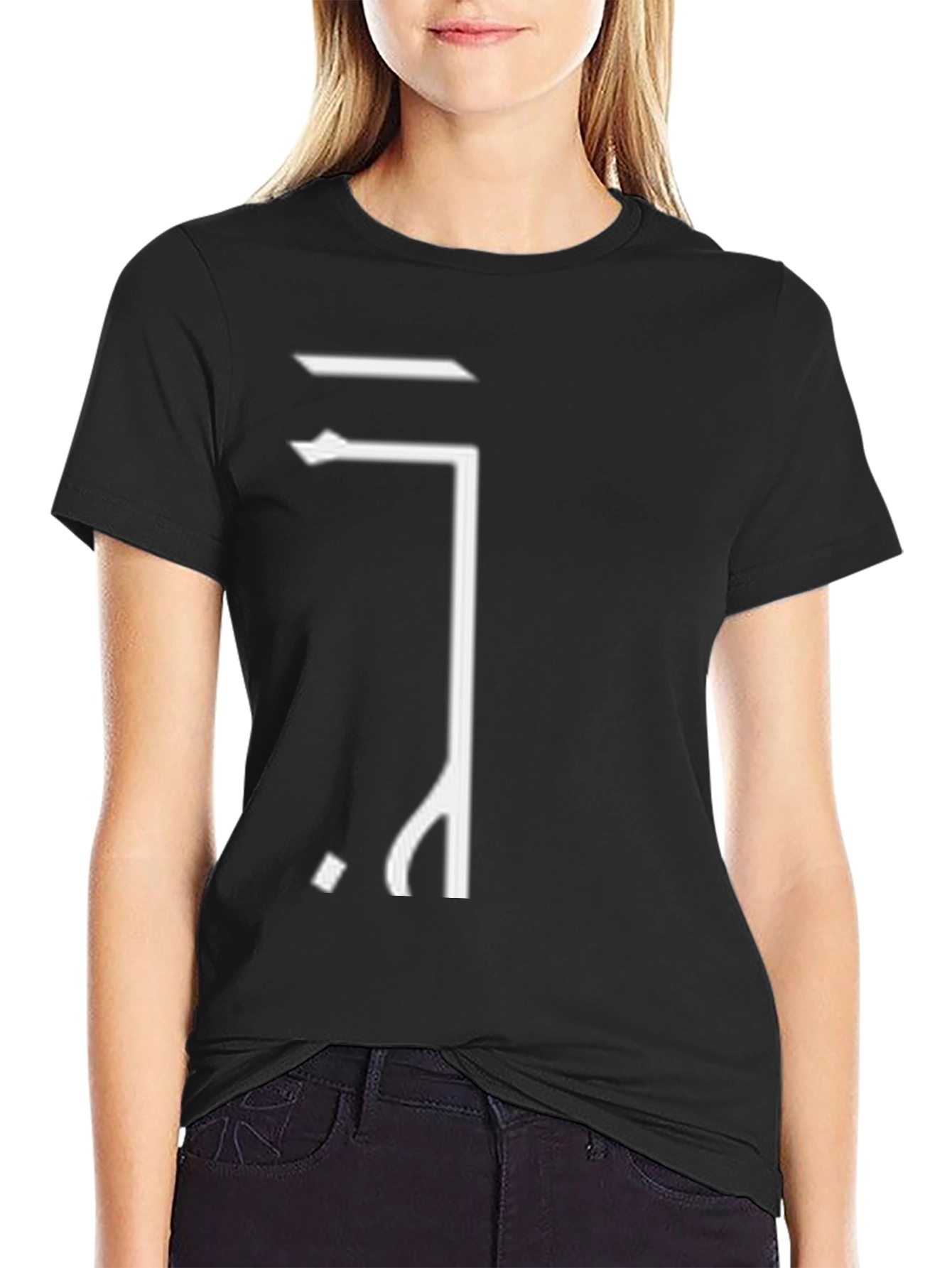 Minimalist Symbol Graphic Black Cotton T-Shirt