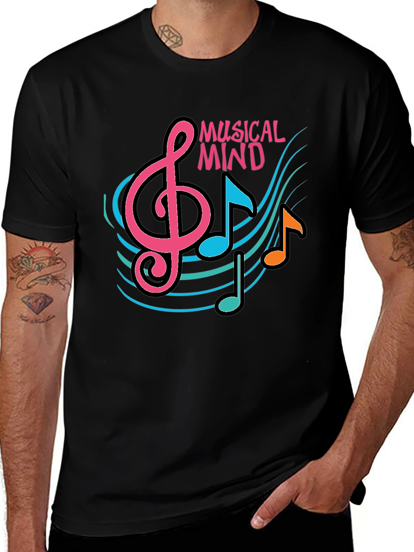 Musical Mind Graphic T-Shirt - Black Cotton Tee