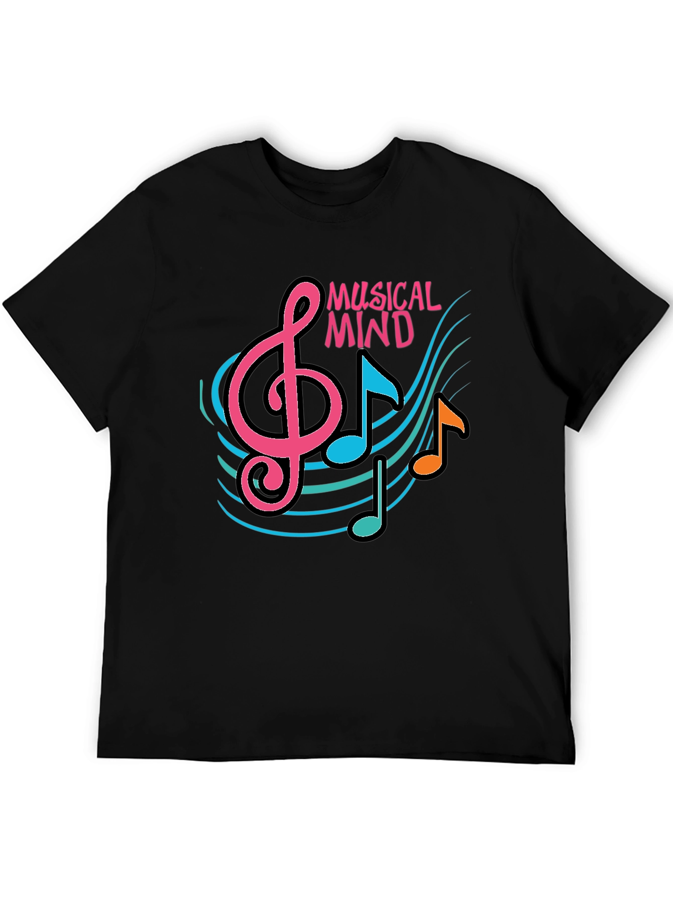 Musical Mind Graphic T-Shirt - Black Cotton Tee