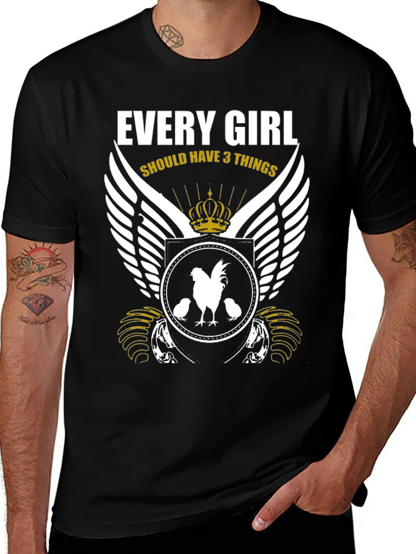 Every Girl Should Have 3 Things Rooster T-Shirt