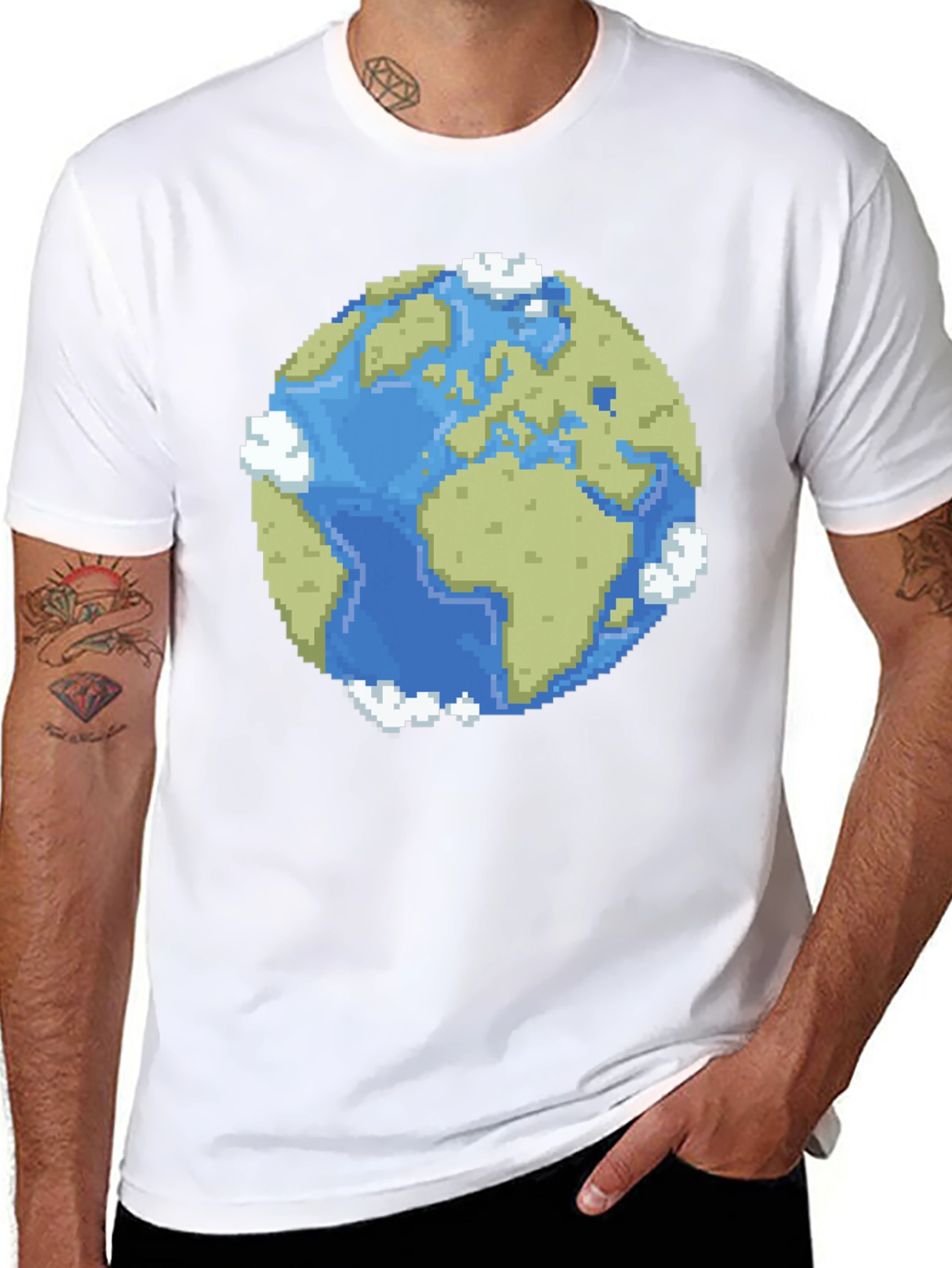 Pixel Earth Graphic Black T-Shirt