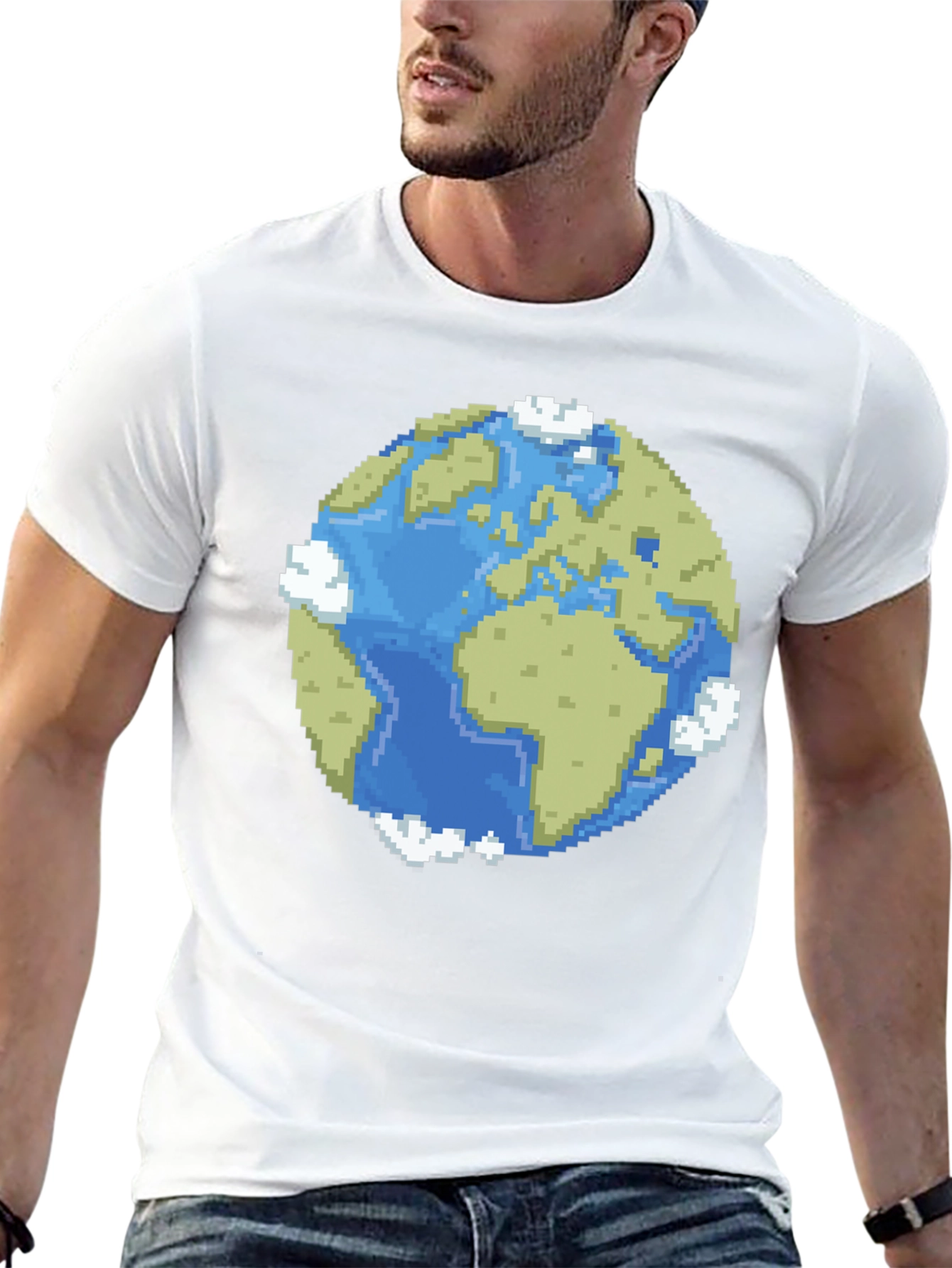Pixel Earth Graphic Black T-Shirt