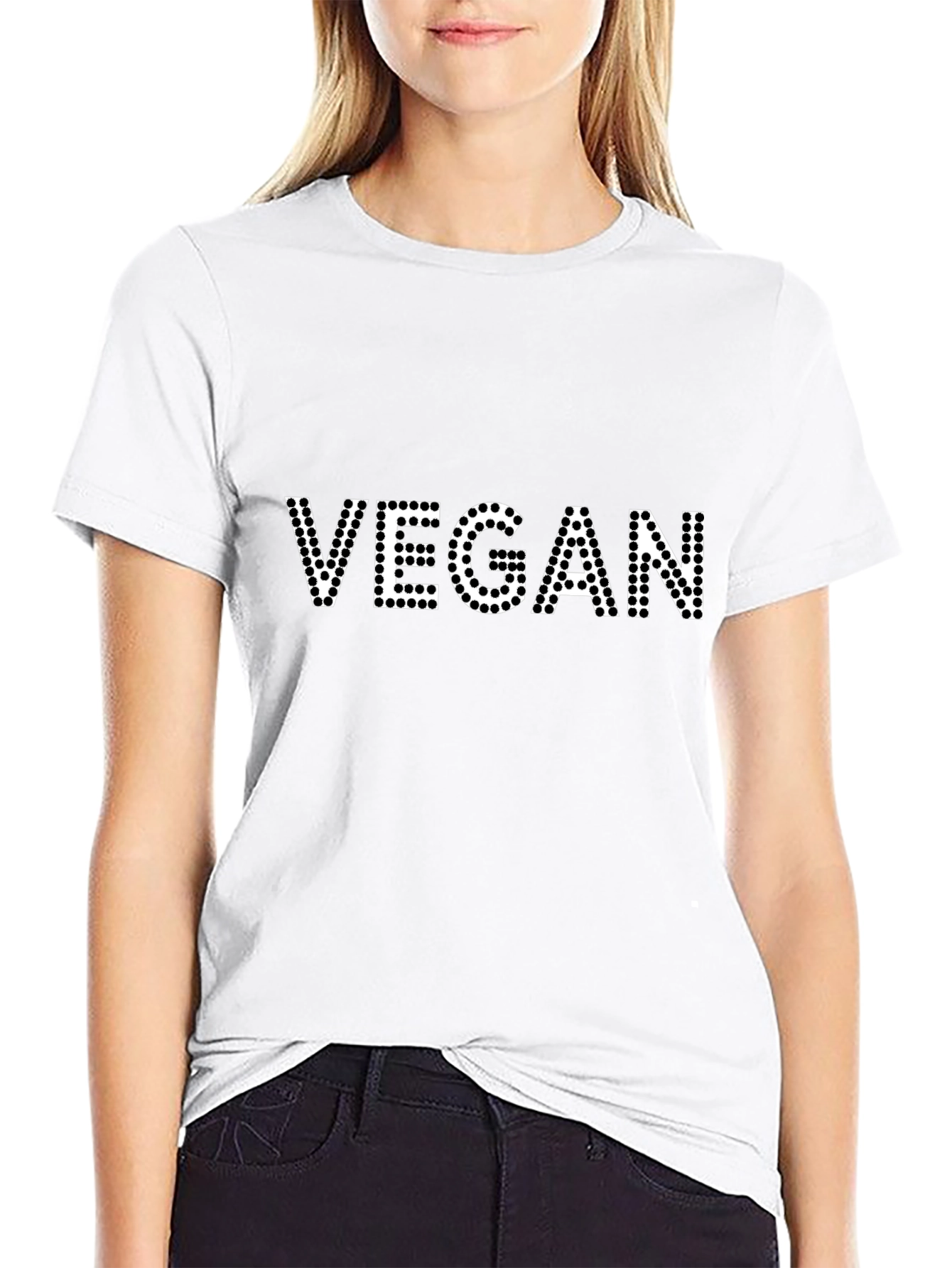 Vegan Black T-Shirt - Dotted Lettering