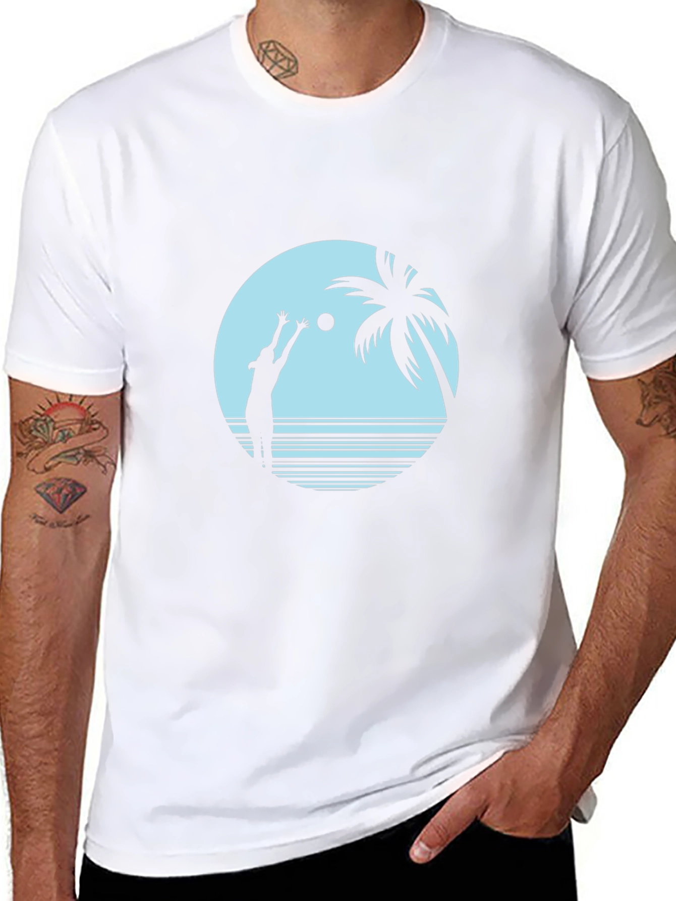 Beach Volleyball Graphic Tee - Black