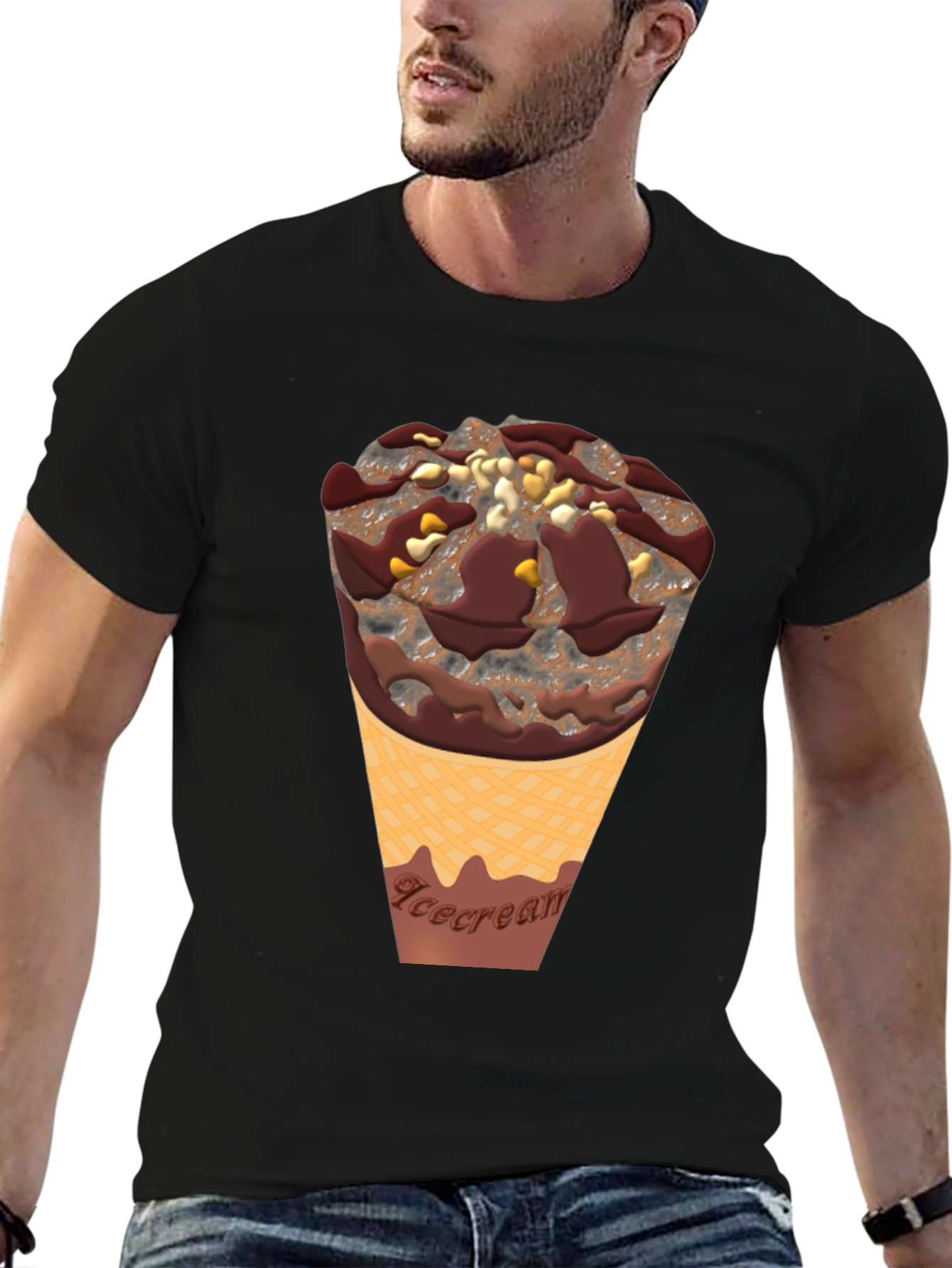 Chocolate Ice Cream Cone Graphic T-Shirt