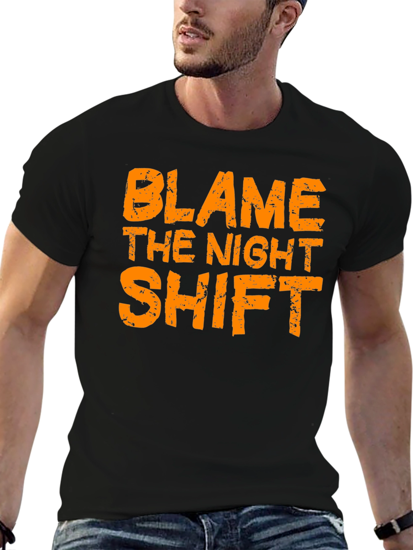 Blame The Night Shift Black Graphic Tee