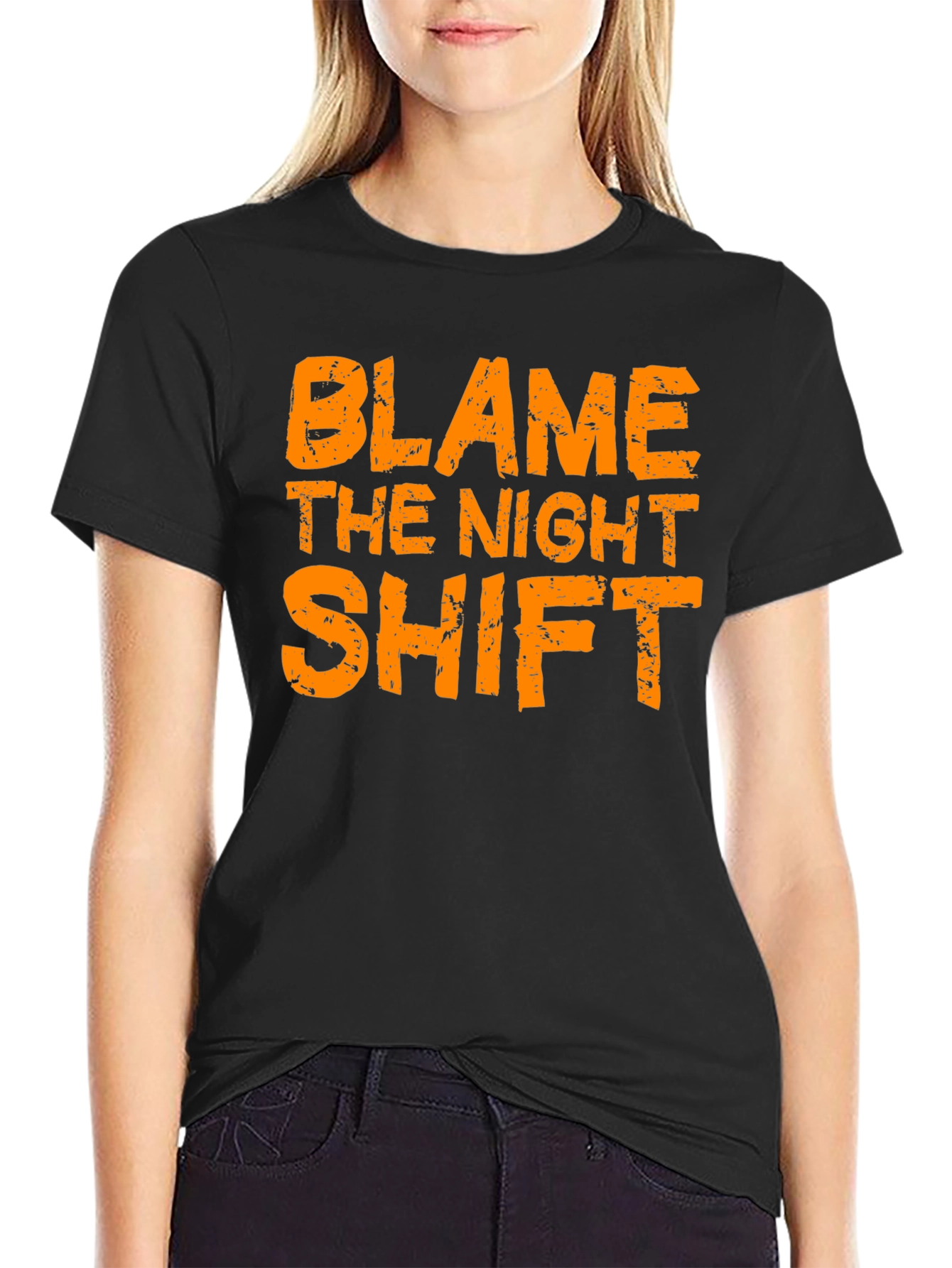 Blame The Night Shift Black Graphic Tee