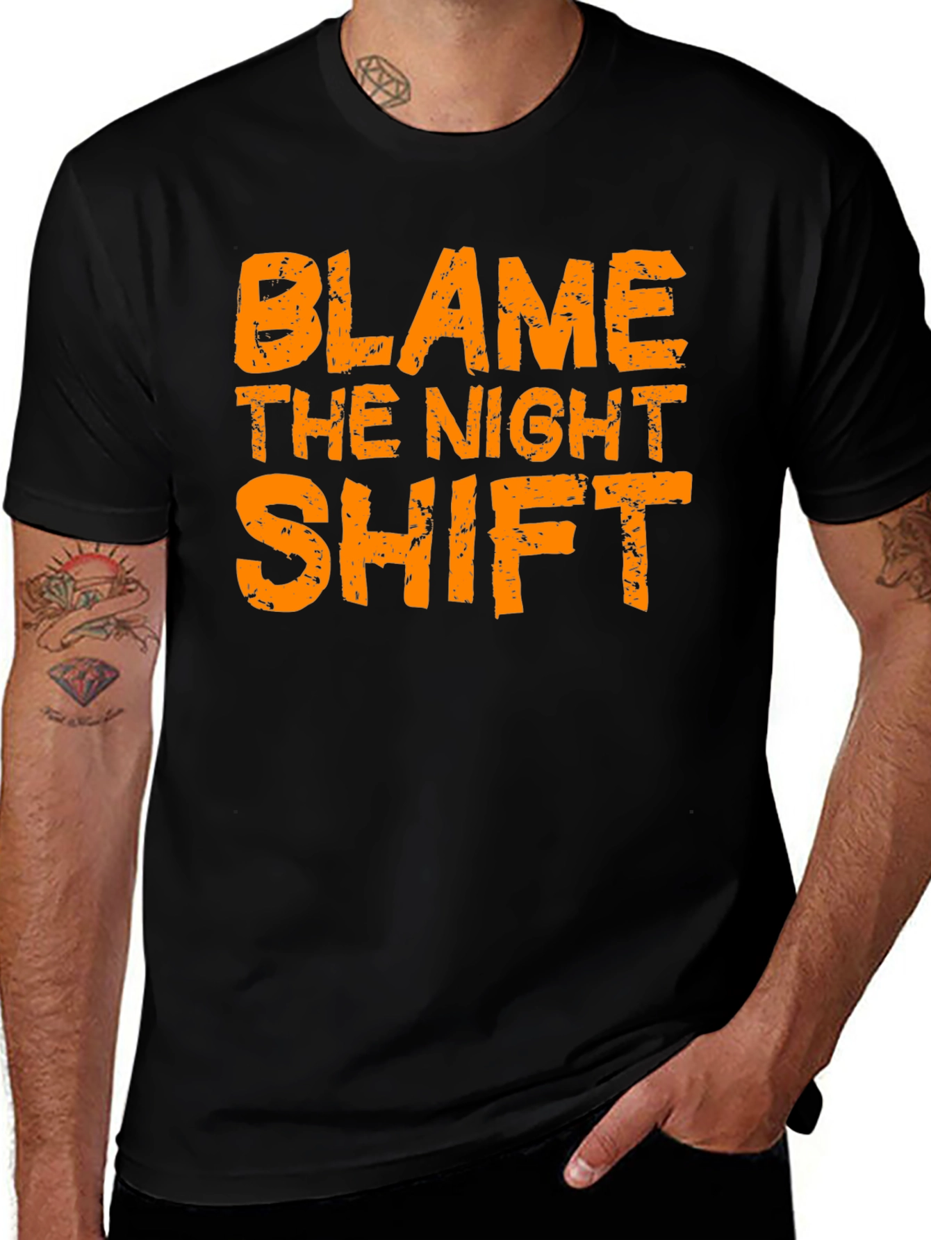 Blame The Night Shift Black Graphic Tee