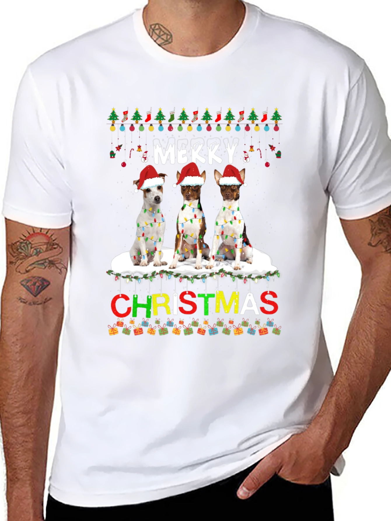 Festive Dog Christmas T-Shirt - Merry Holiday Apparel