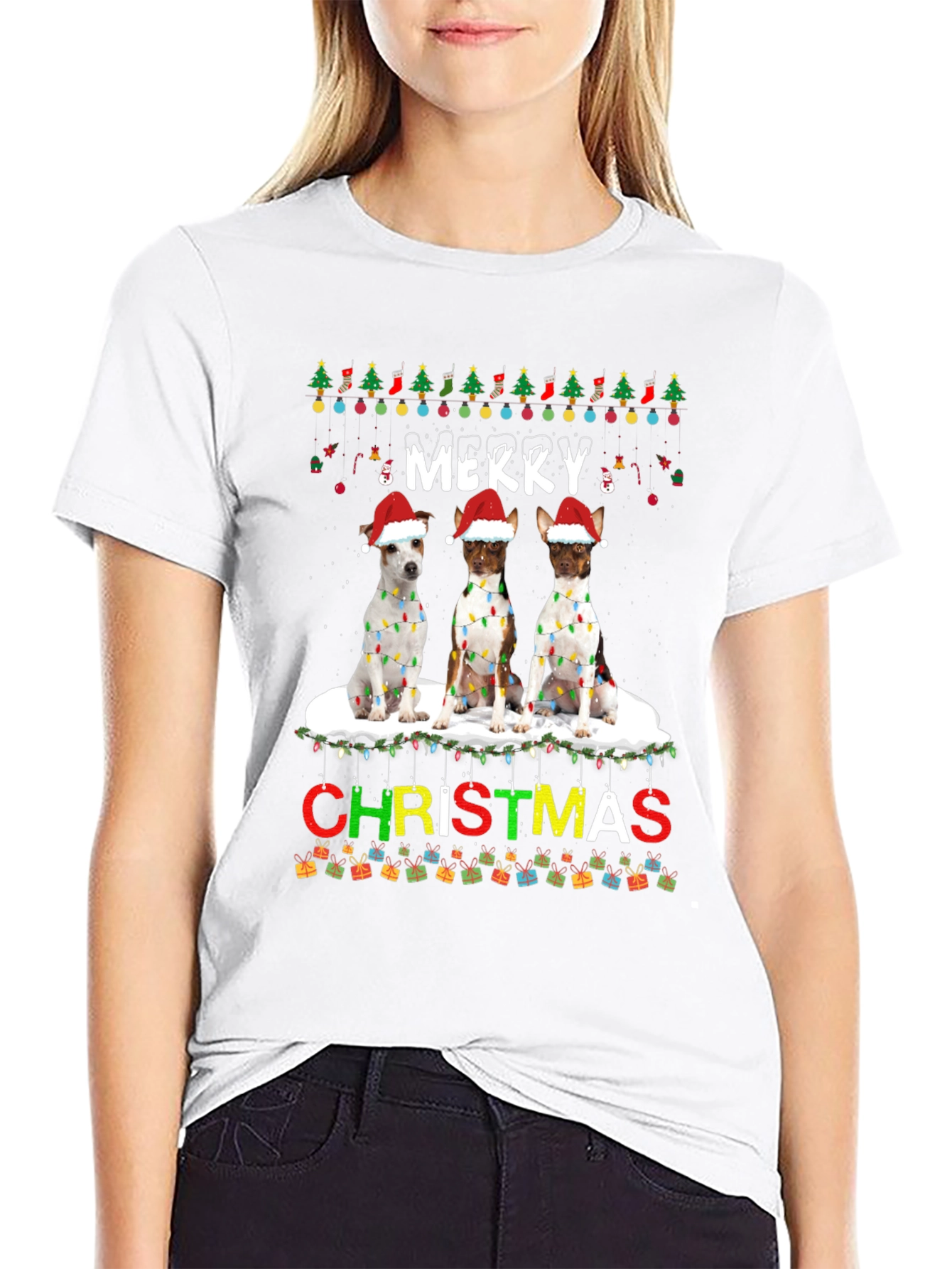 Festive Dog Christmas T-Shirt - Merry Holiday Apparel