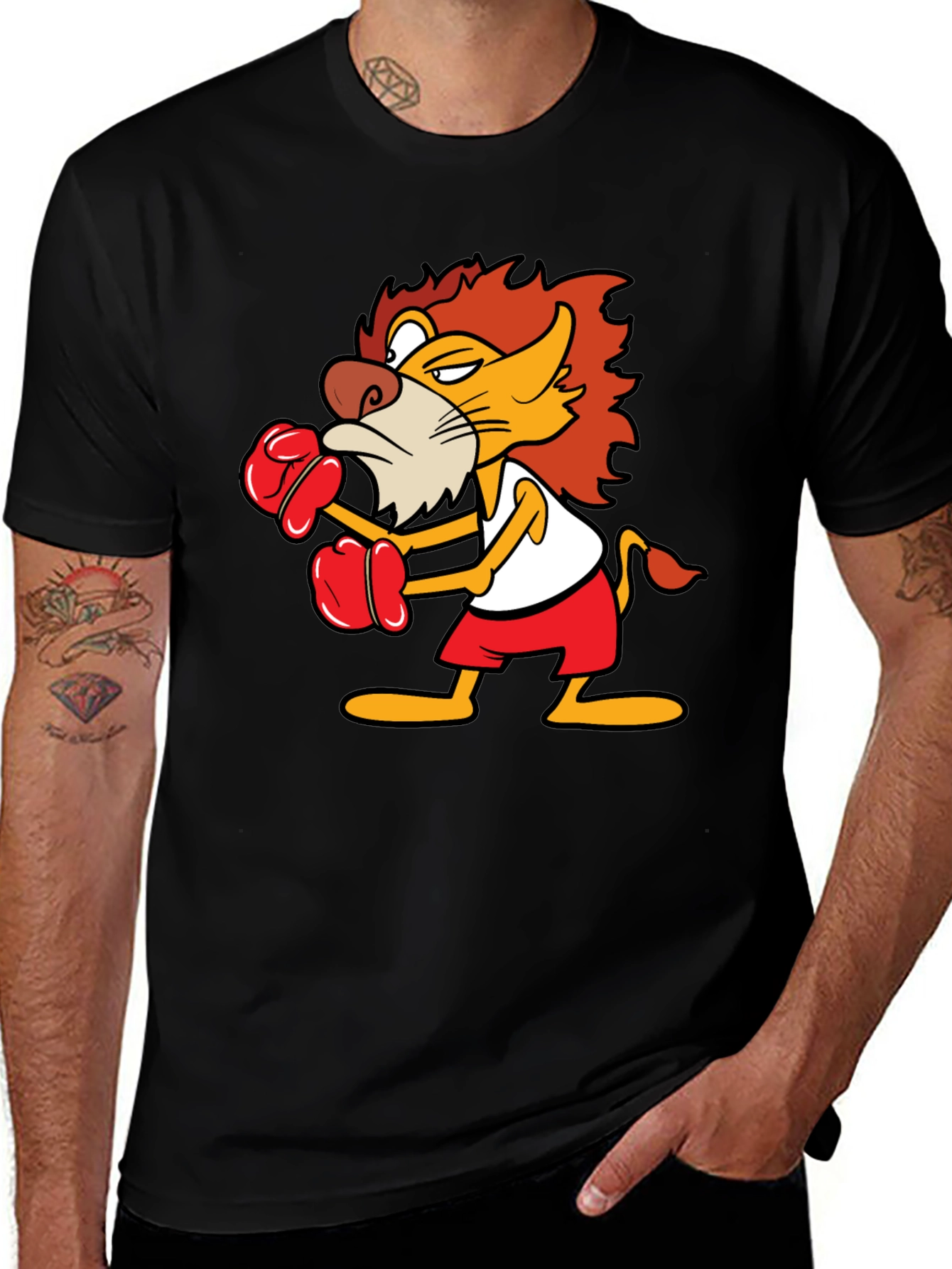 Boxing Lion Graphic Tee - Black T-Shirt