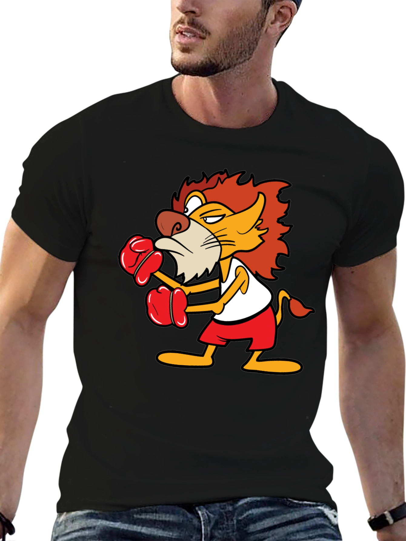 Boxing Lion Graphic Tee - Black T-Shirt