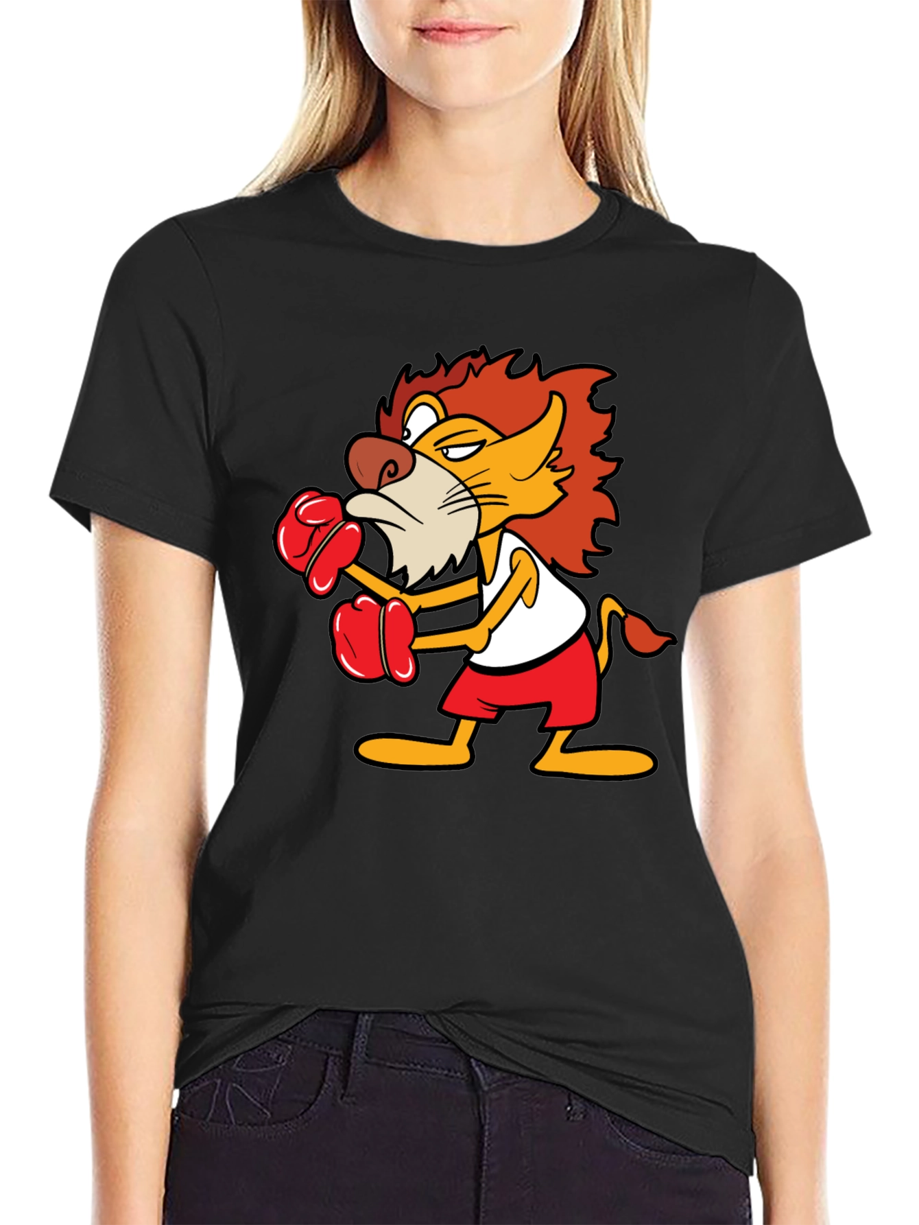 Boxing Lion Graphic Tee - Black T-Shirt