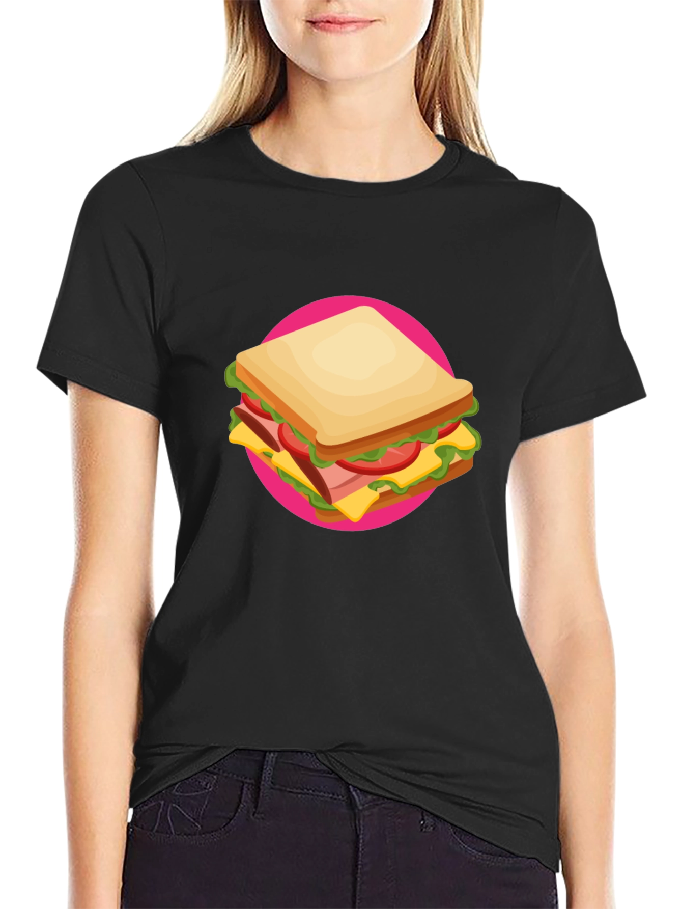 Sandwich Graphic Tee - Casual Crew Neck T-Shirt