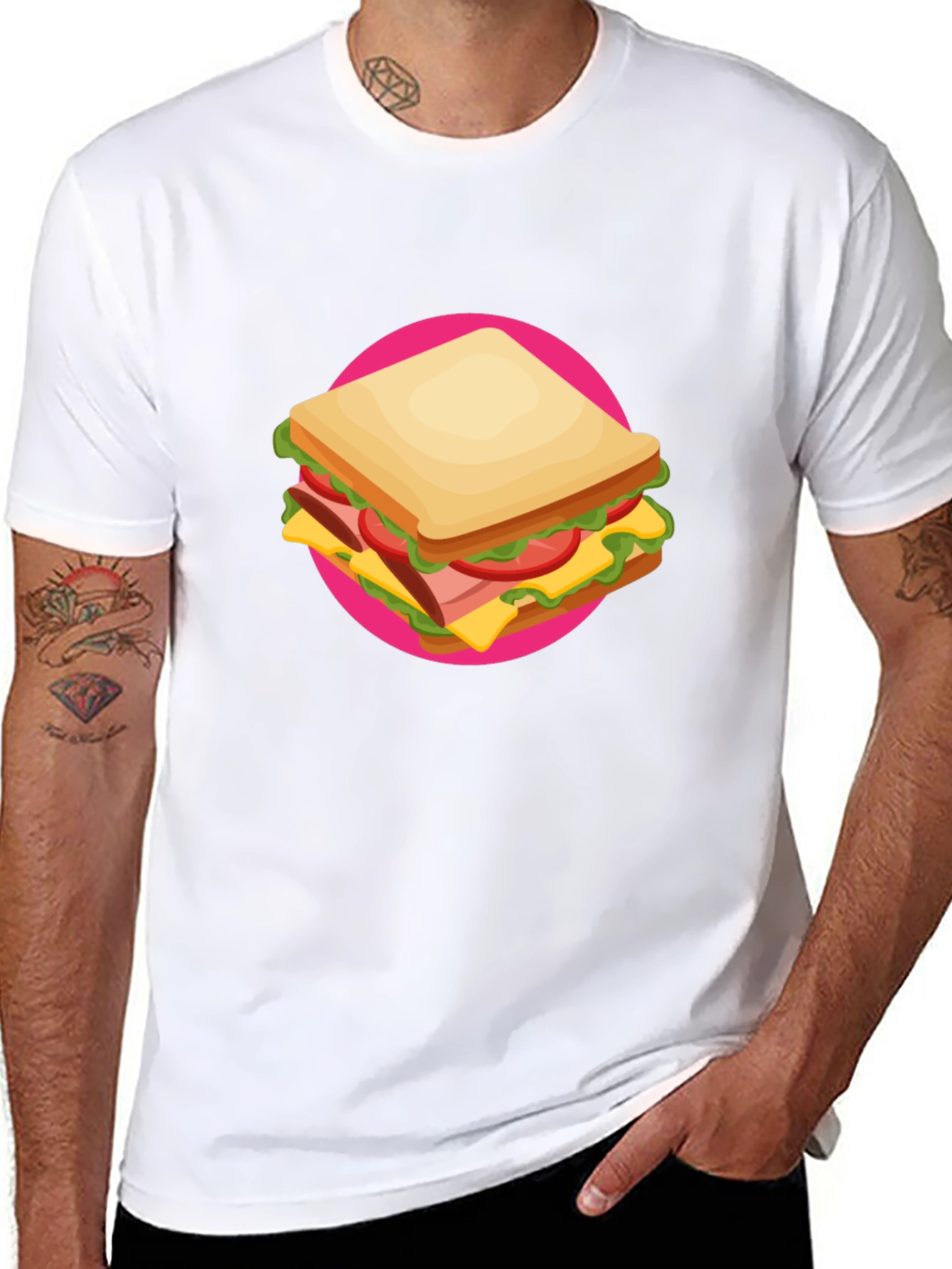 Sandwich Graphic Tee - Casual Crew Neck T-Shirt