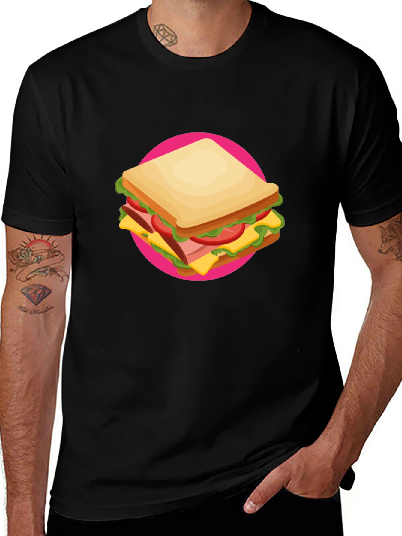 Sandwich Graphic Tee - Casual Crew Neck T-Shirt